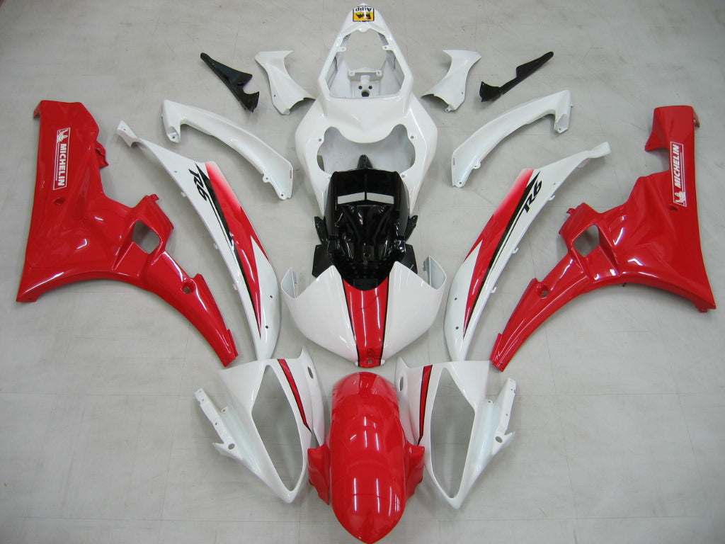 Carenados Amotopart 2006-2007 Yamaha YZF-R6 Blanco Rojo Michelin R6 Genérico