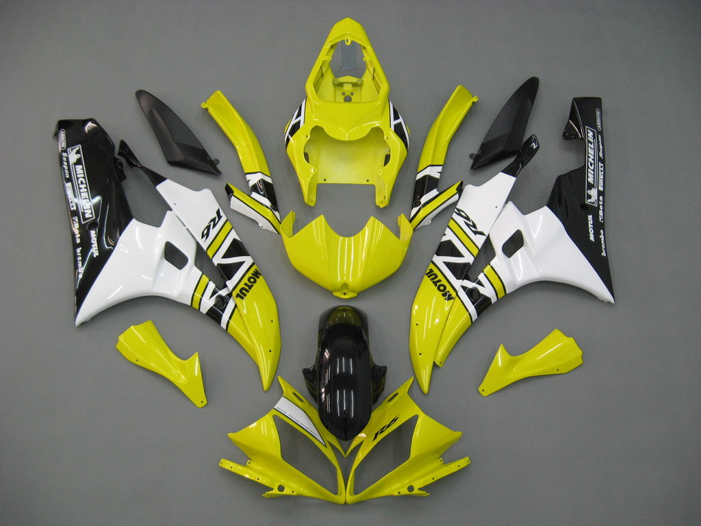 Carenados Amotopart 2006-2007 Yamaha YZF-R6 Amarillo Blanco Negro R6 Genérico