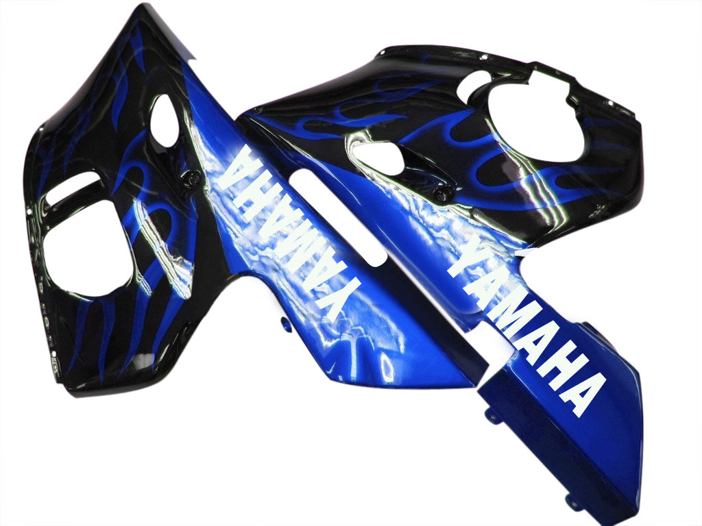Amotopart stroomlijnkappen 1998-2002 Yamaha YZF-R6 zwart en blauwe vlam R6 generiek