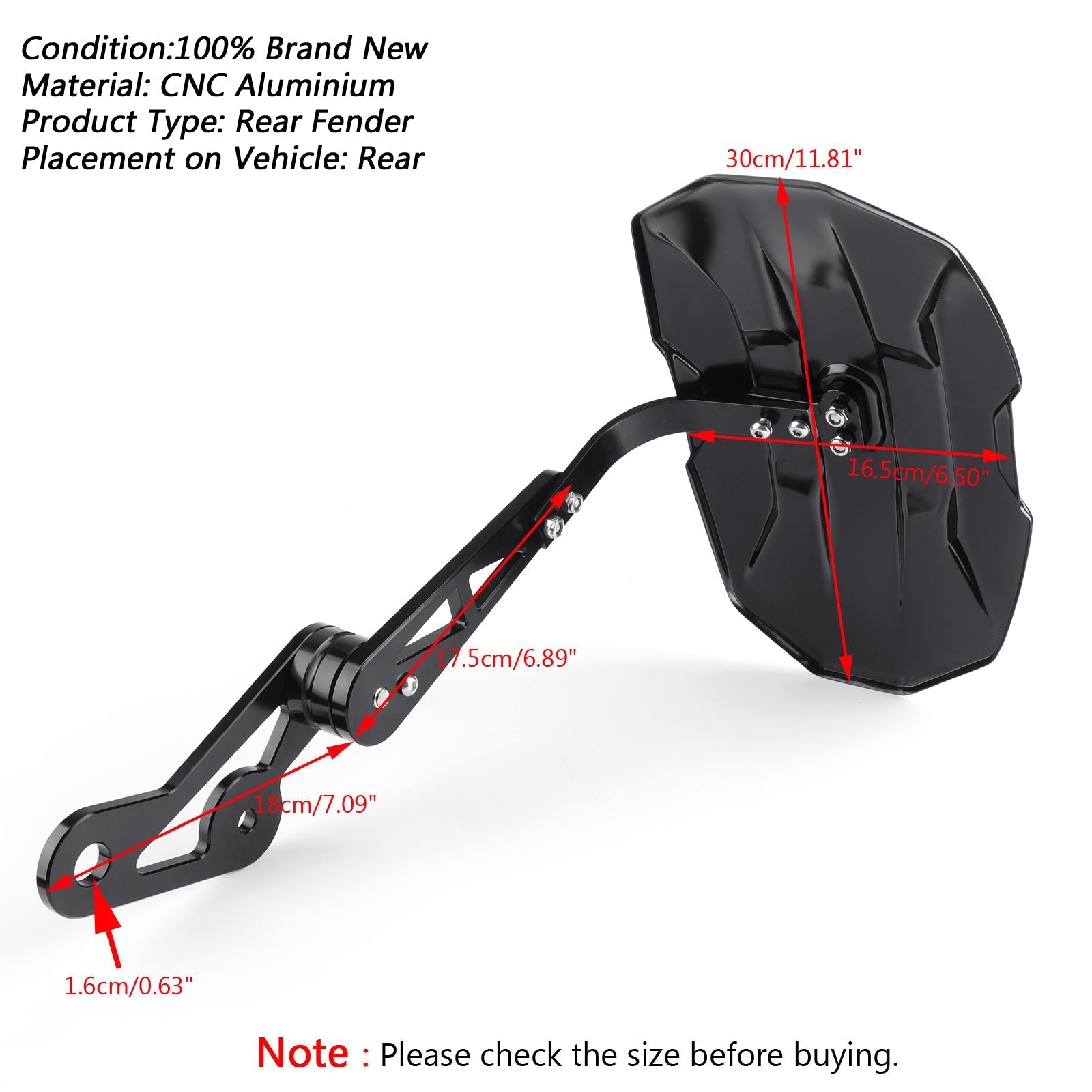 Universeel motorfiets achterspatbord voor Honda Yamaha Suzuki Ducati Aprilia Generiek