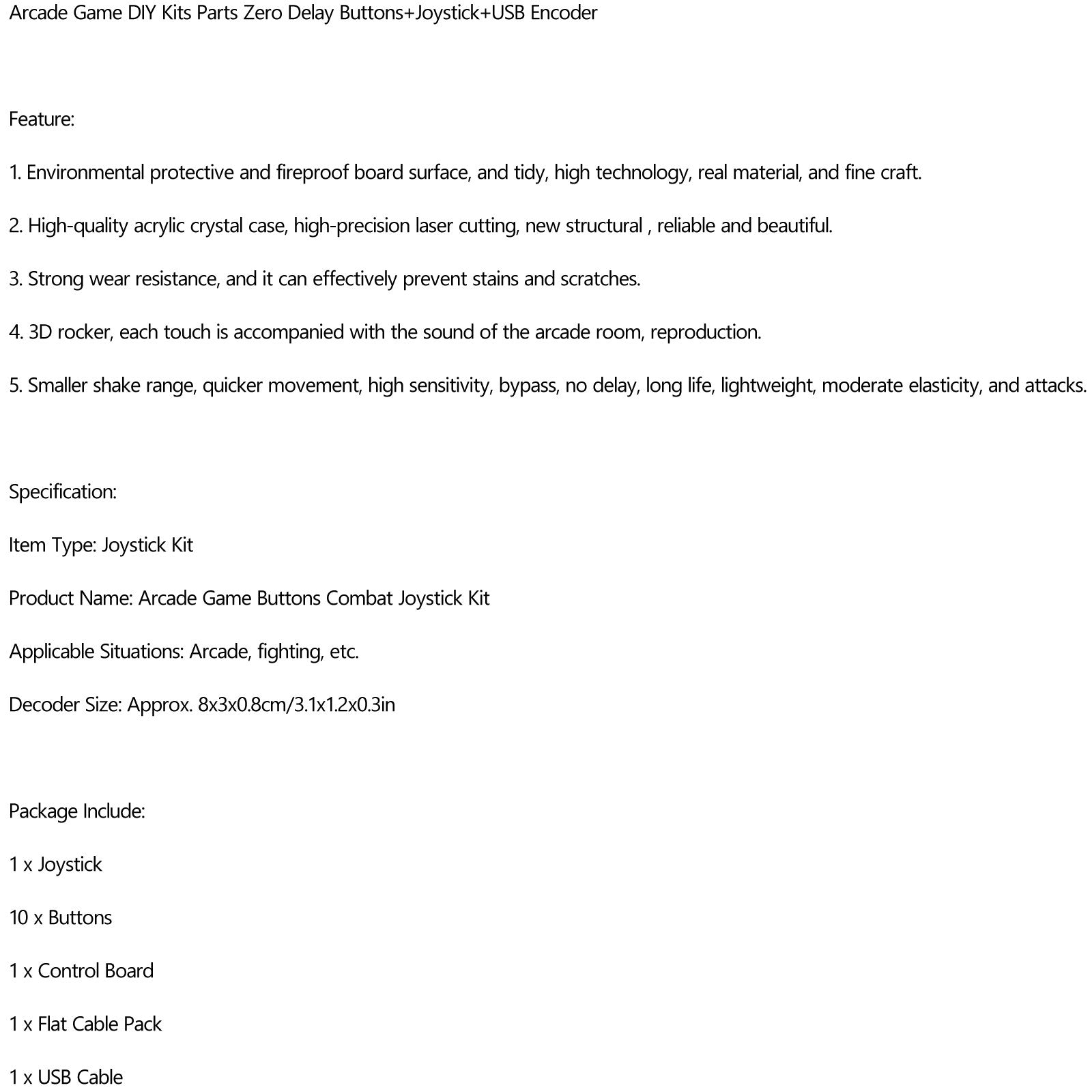 Botones + Joystick + codificador USB juego Arcade DIY 3 en 1 Kits 0 retardo apto para MAME PC