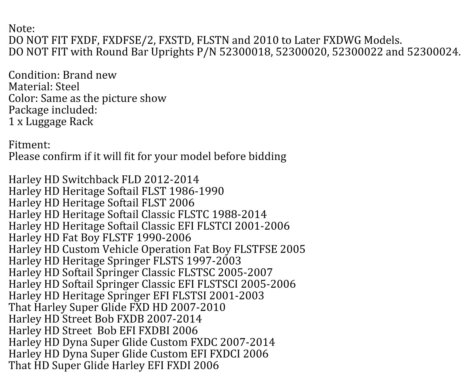 Sissy Bar Folder Folder zweten voor flstf flstc flstc flstsc flsts fxst generiek