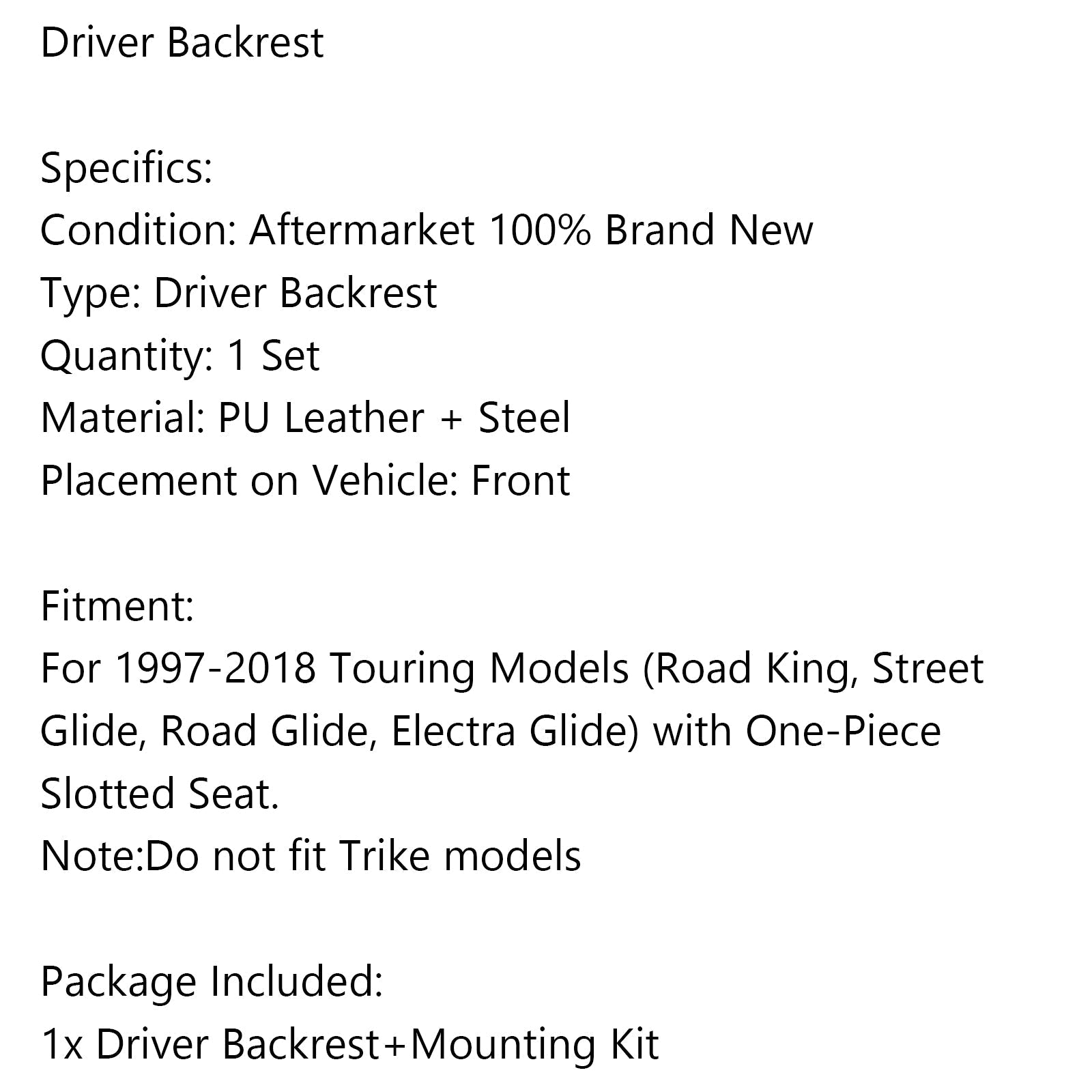 Kit Kit Pilot Pilot Enfuhable voor 1997-18 Touring Road Electra Street Générique Générique