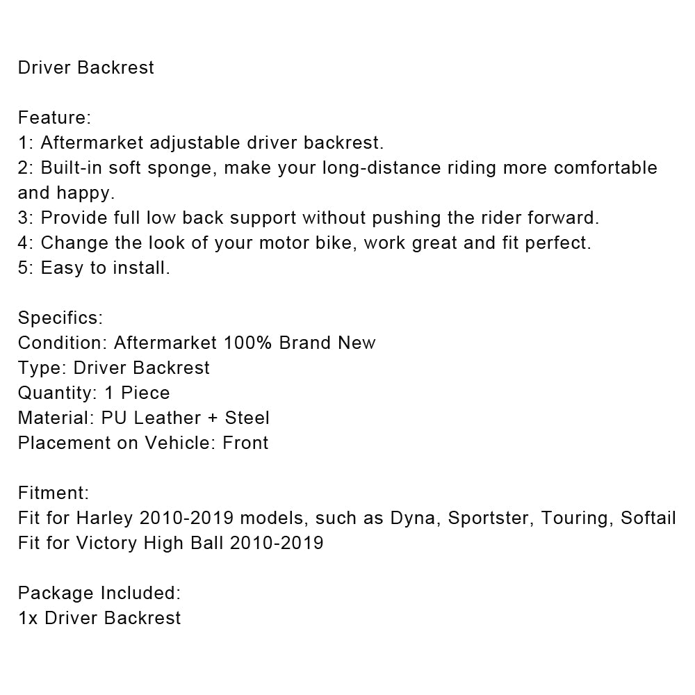 Pilottitiedosto Victory High Ball Dyna Softail Touring 10-19 Generic