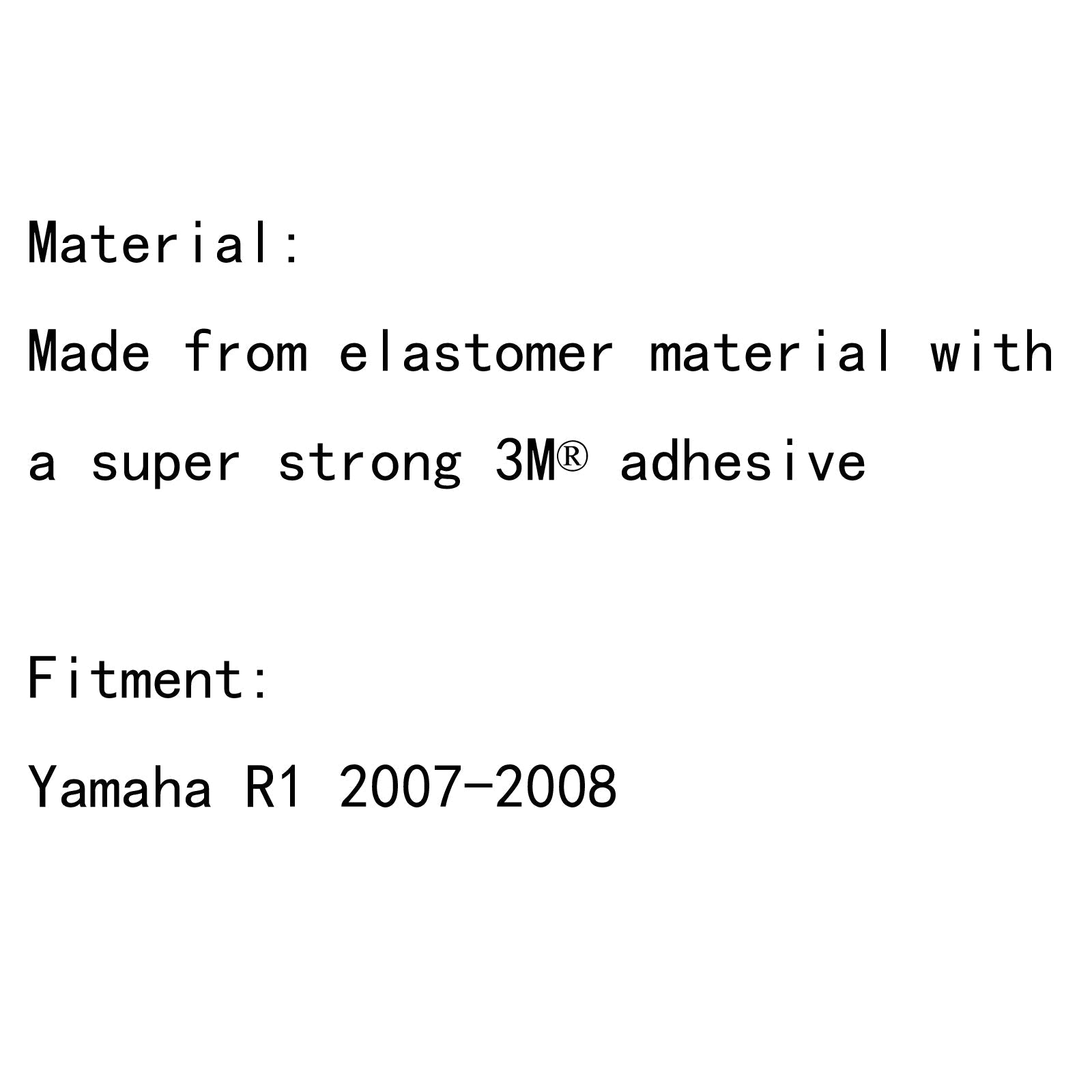Protezione per ginocchiera laterale del serbatoio di trazione 3M per Yamaha R1 2007-2008 Nero generico