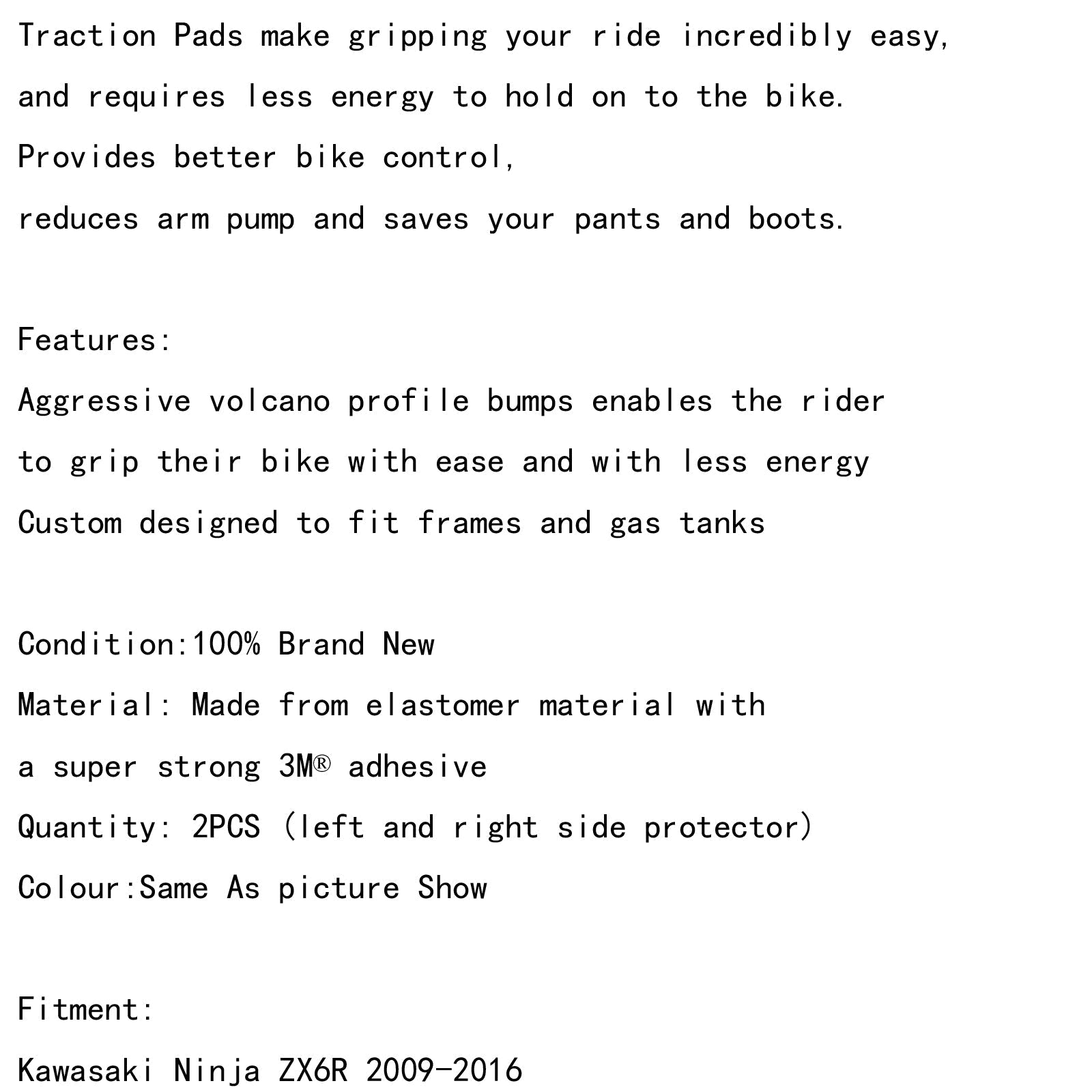 Decalcomania impugnatura per ginocchio serbatoio trazione serbatoio gas carburante Fr Kawasaki Ninja ZX6R 2009-2016 generico
