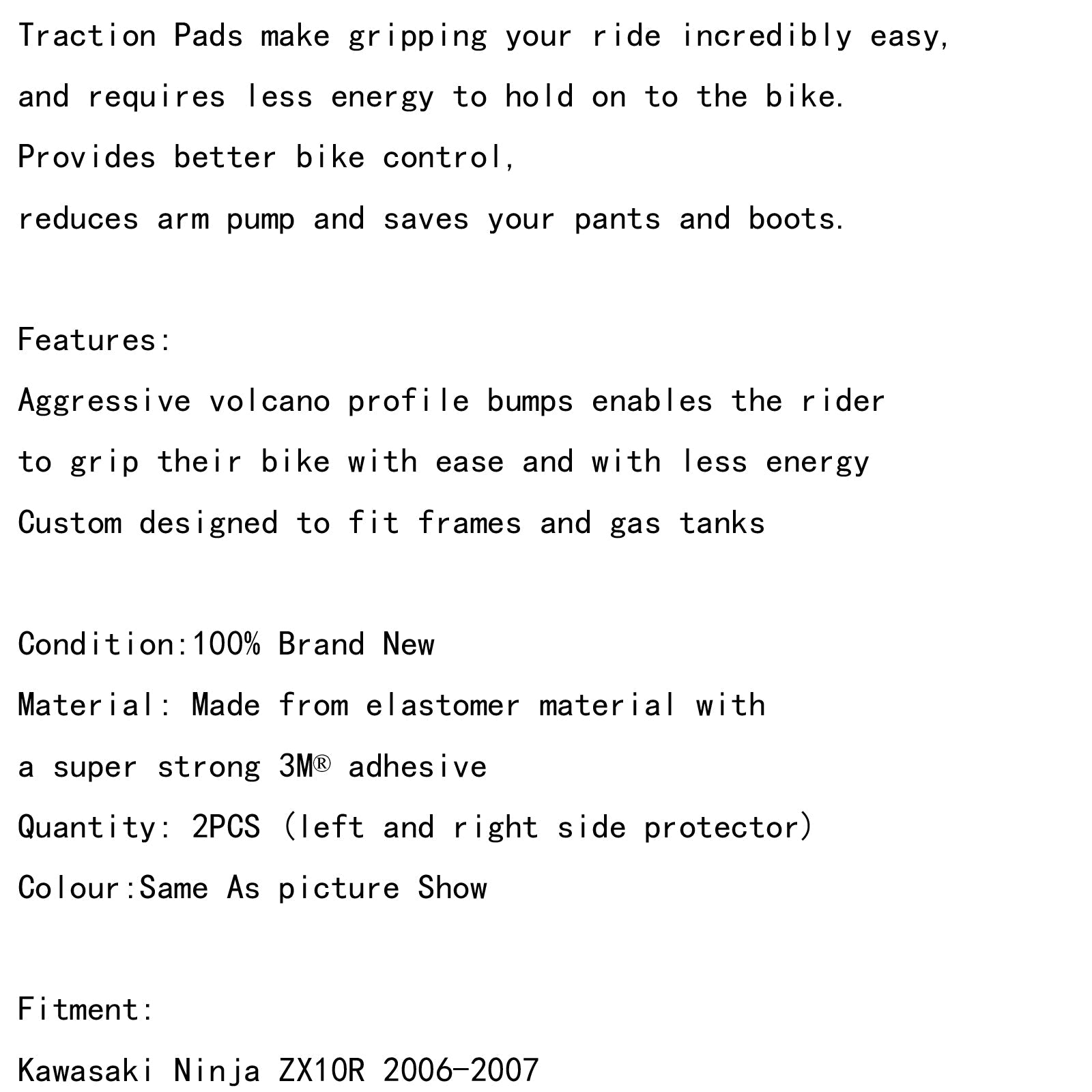 Tamponi di trazione per serbatoio Impugnatura laterale per gas per Kawasaki ZX10R ZX1000 Ninja 2004-2007 Generico
