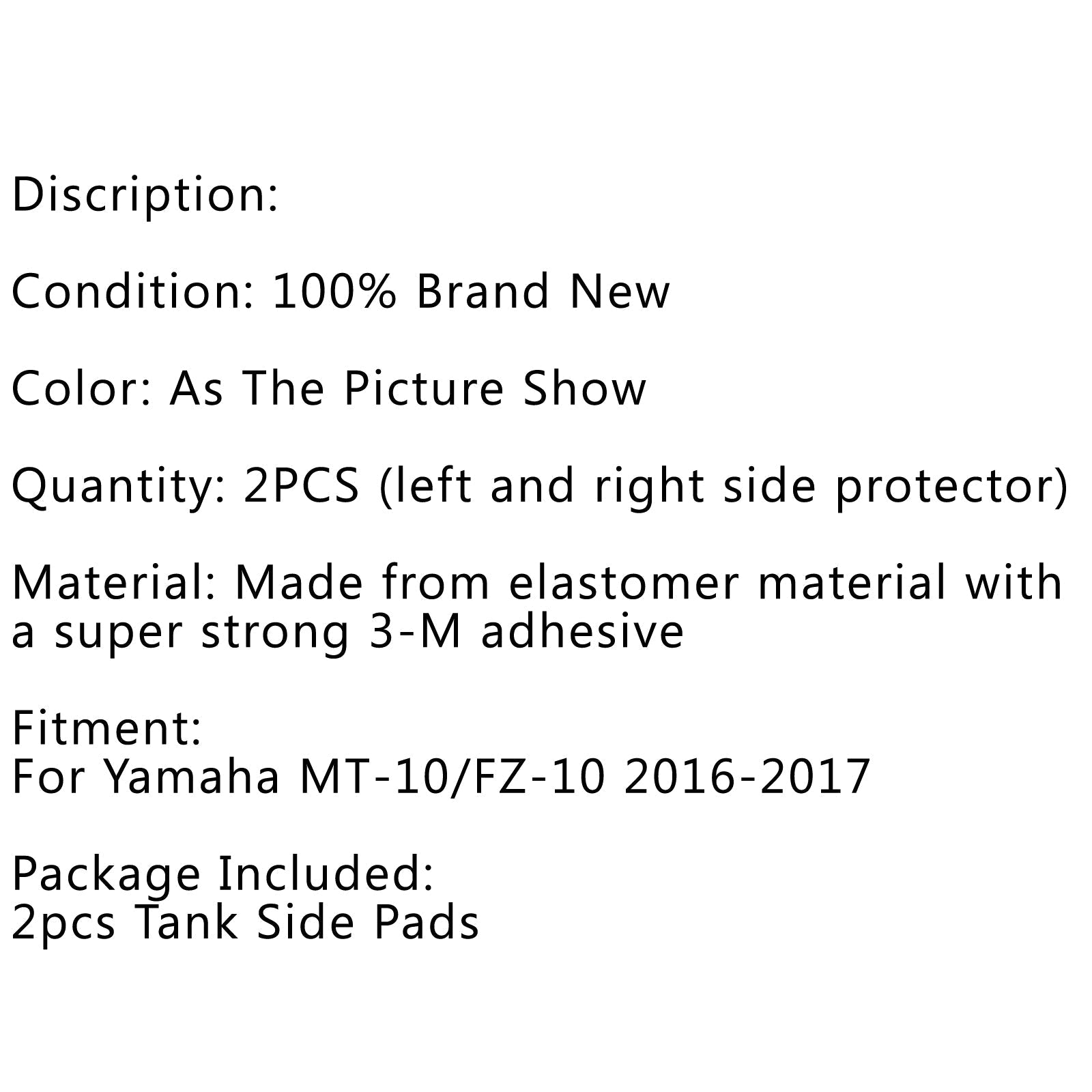 Protecteur de poignée de genou à gaz latéral pour coussin de traction de réservoir pour Yamaha MT-10/FZ-10 2016-2017 générique