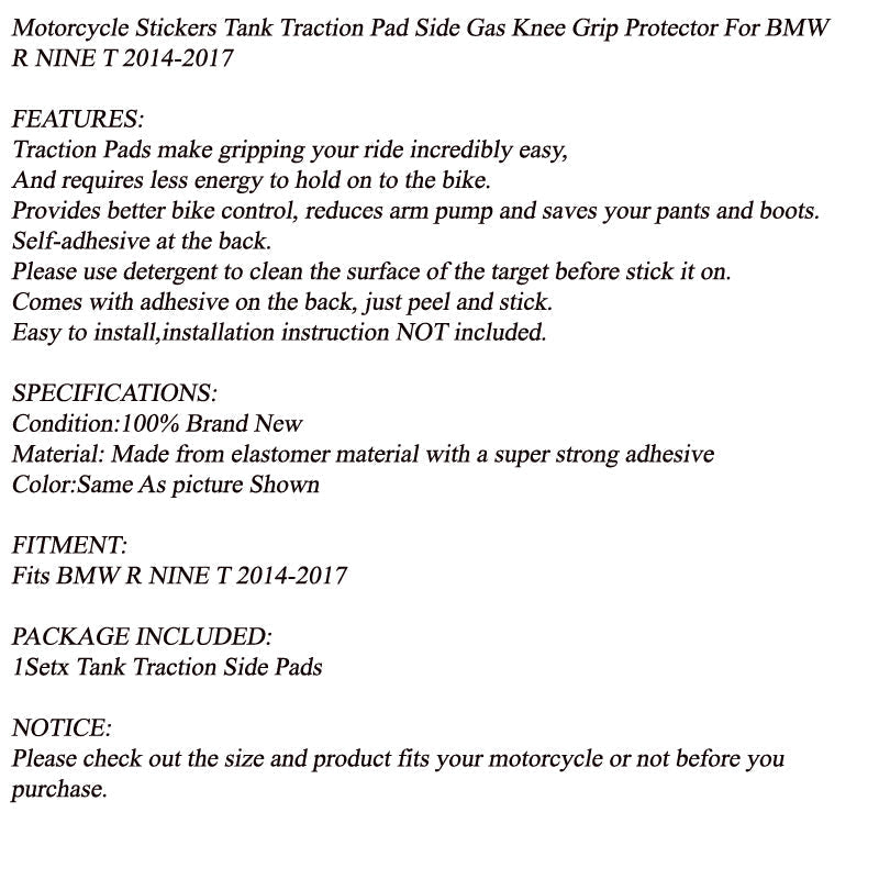 Cuscinetti di trazione per serbatoio con protezione laterale per ginocchio a gas per BMW R NINE T R9T 2014-2017 generico