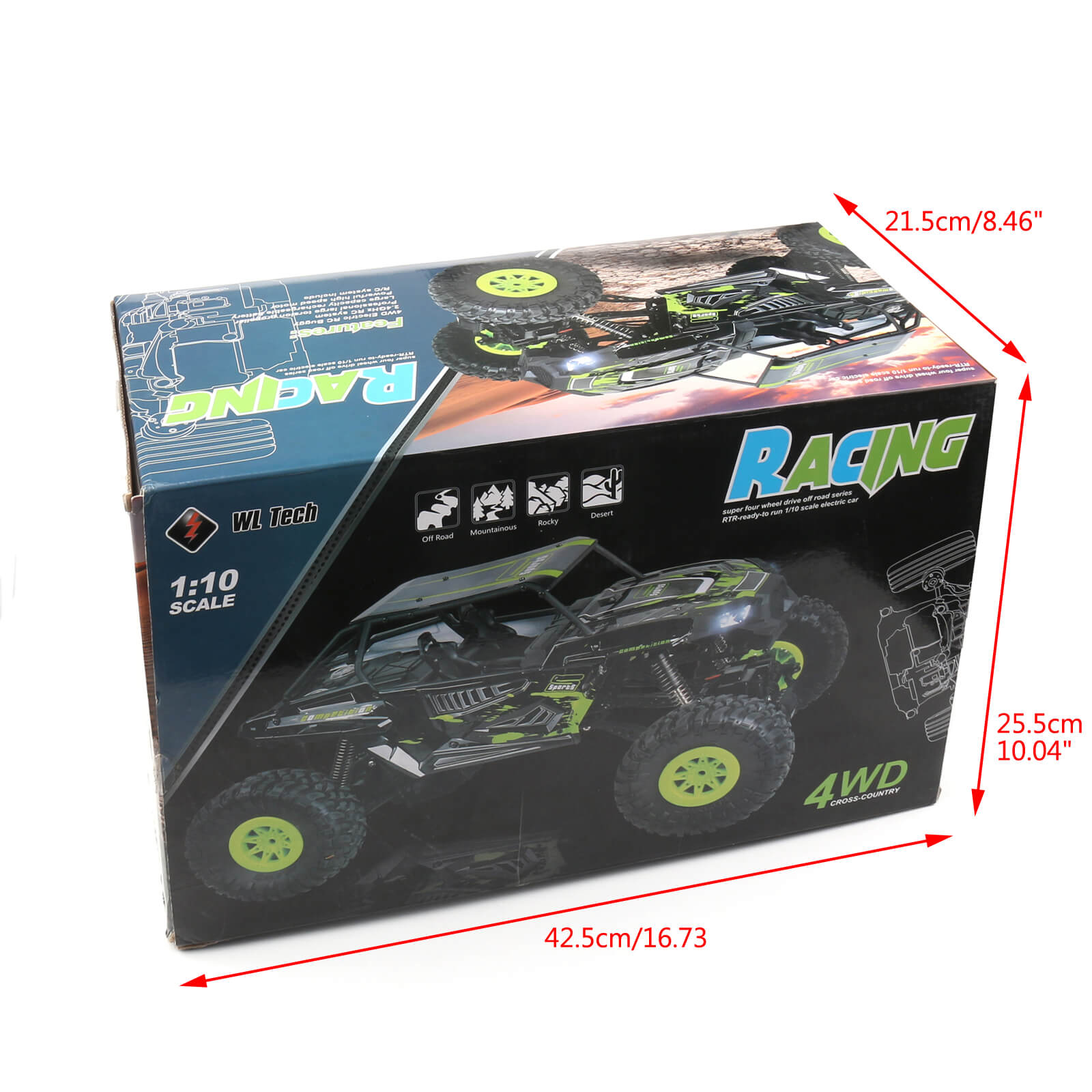 RC Car Electric Brushed Crawler RTR Auto Prezent Wltoys 12428 1/12 Skala 2.4G 4WD Zielony