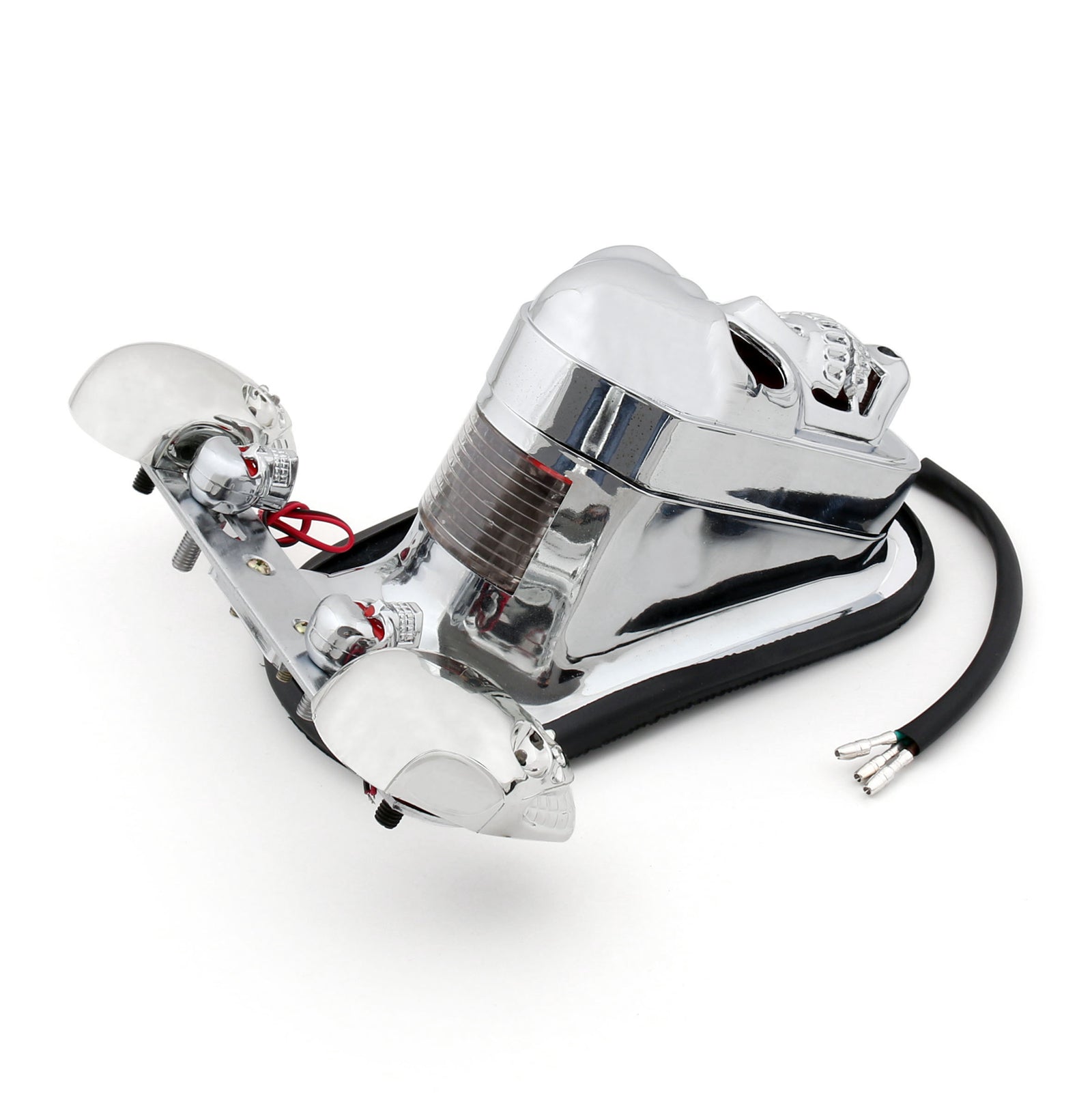 Indicatore di direzione della coda di arresto del freno integrato con teschio per moto cromato per Harley generico