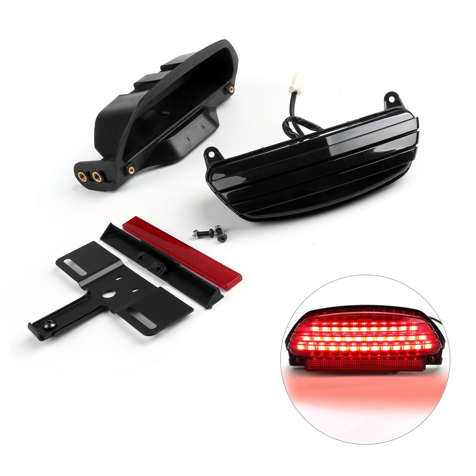 Tri-Bar Fender LED feu arrière + support pour Harley Softail FXST FXSTB FXSTC générique