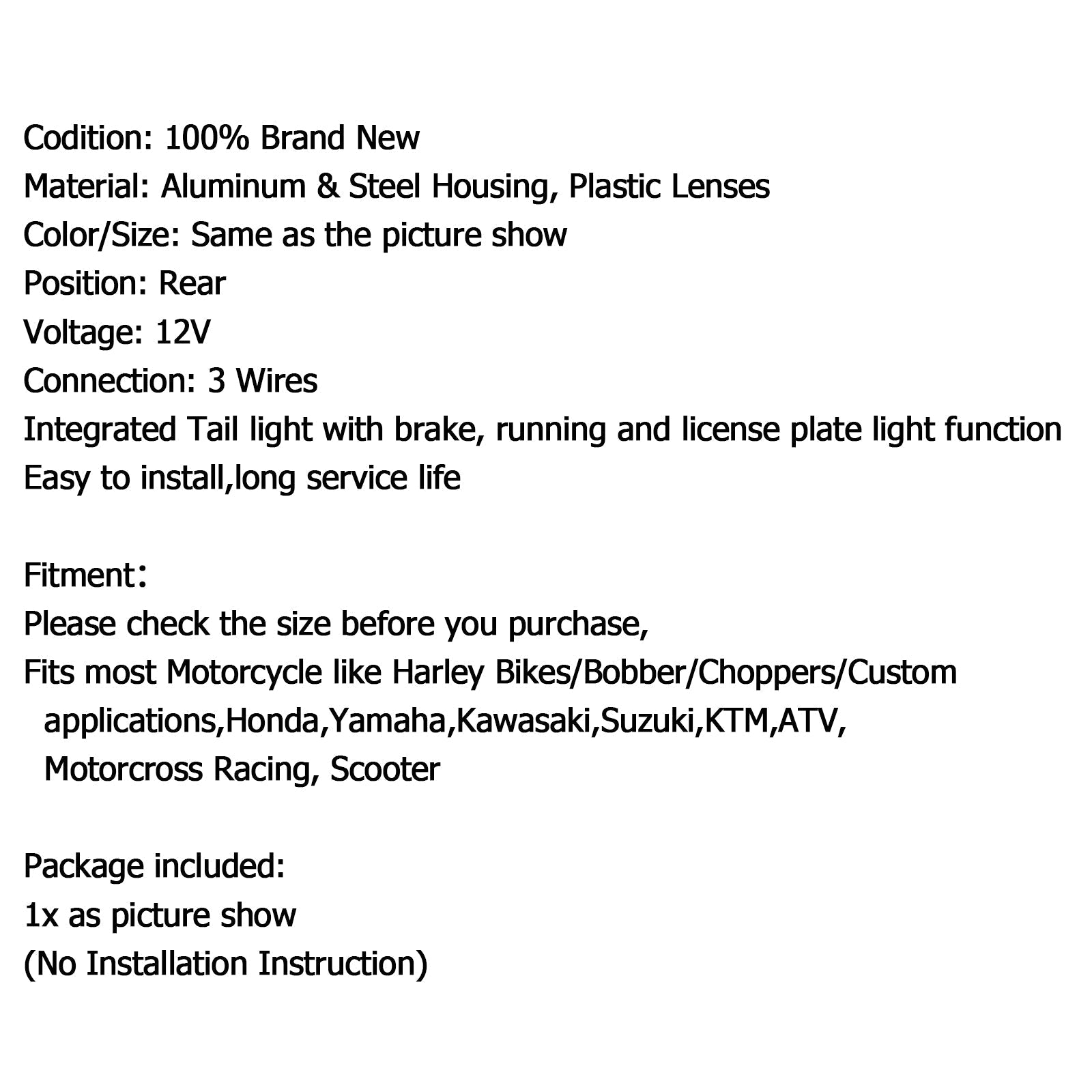 Boîtier de gril rouge feu arrière feu Stop pour Harley Cafe Racer, 2 couleurs génériques