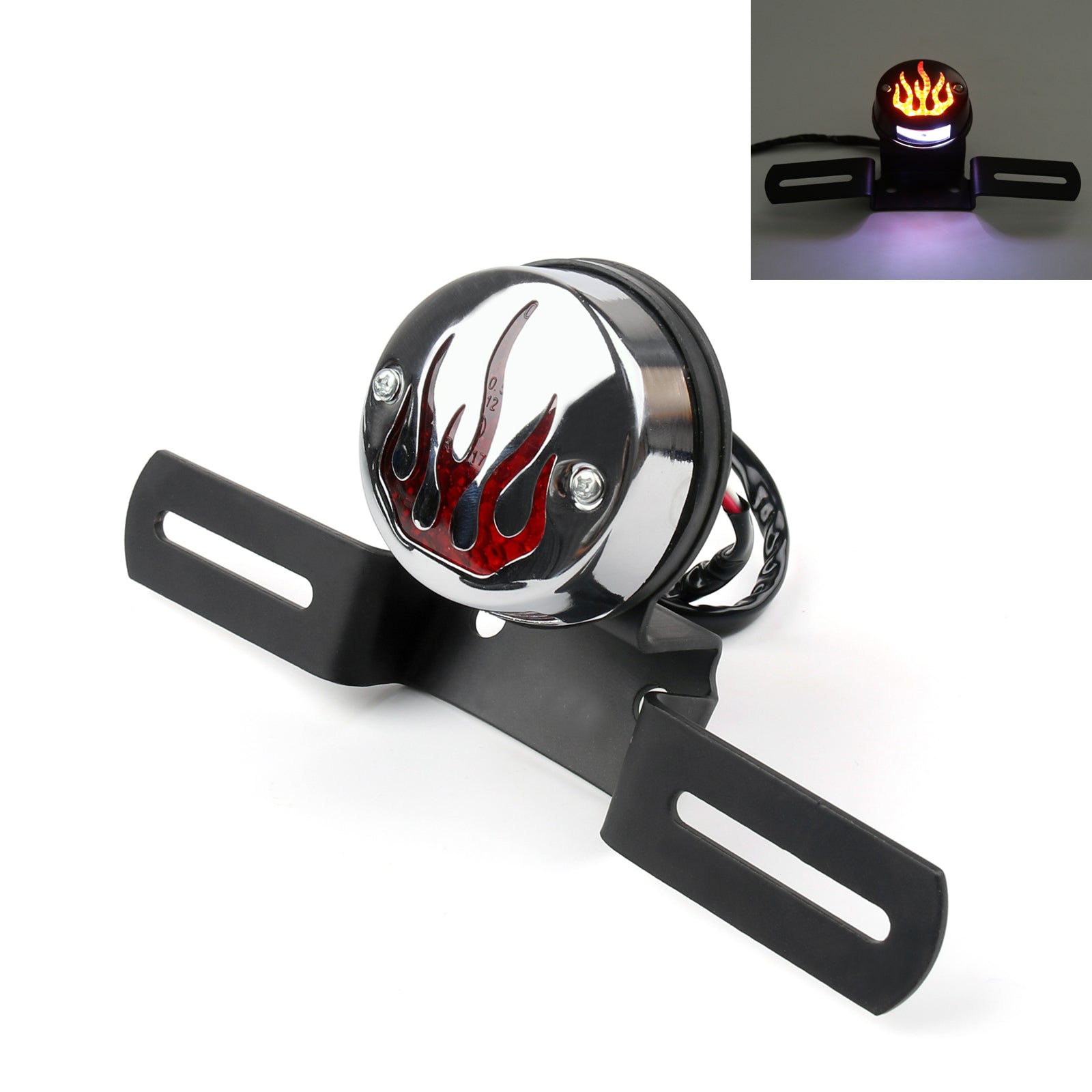 Lumo posteriore Fuoco Fuoco Fiamma posteriore Stop per Harley Cafe Racer Bobber, 2 colori generici