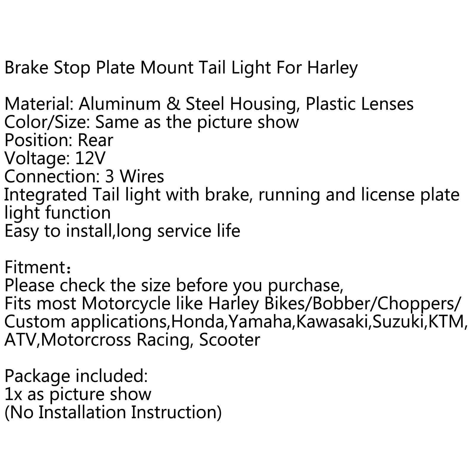 Lumo posteriore Fuoco Fuoco Fiamma posteriore Stop per Harley Cafe Racer Bobber, 2 colori generici