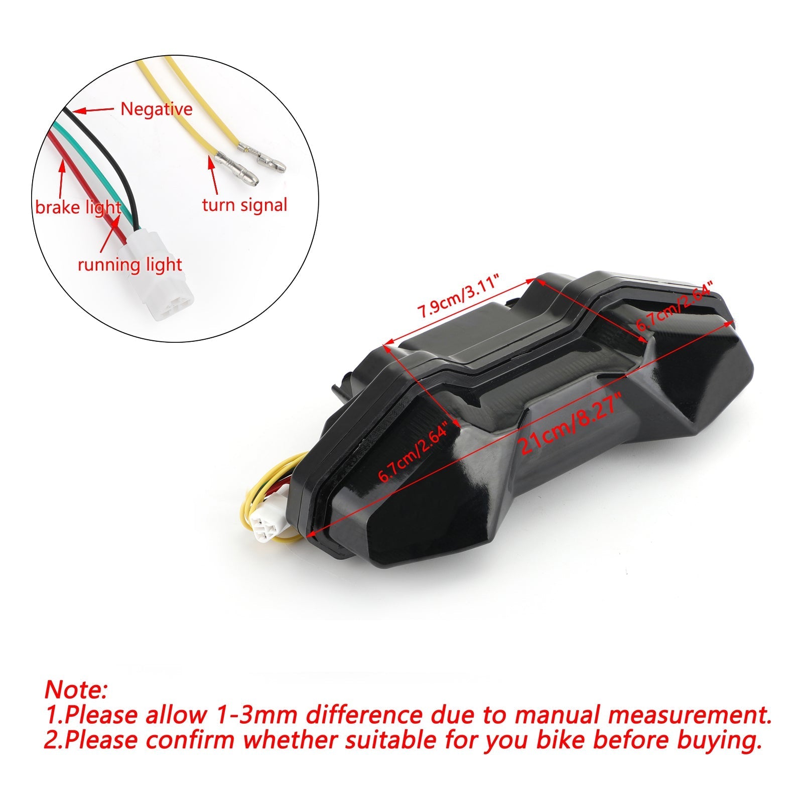 Fanale posteriore per freno a LED per moto per YAMAHA FJ09 MT-09 Tracer 2015-2018 Fumo generico