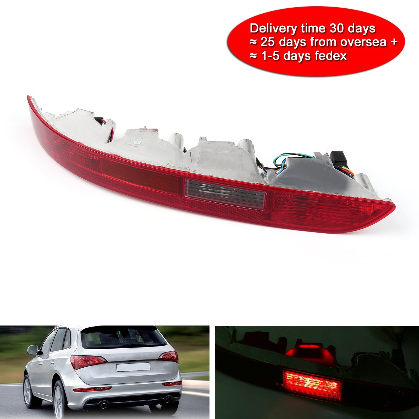 Feu arrière inférieur gauche/droit feu de pare-chocs arrière avec 4 ampoules pour Audi Q5 (2009-2015) générique