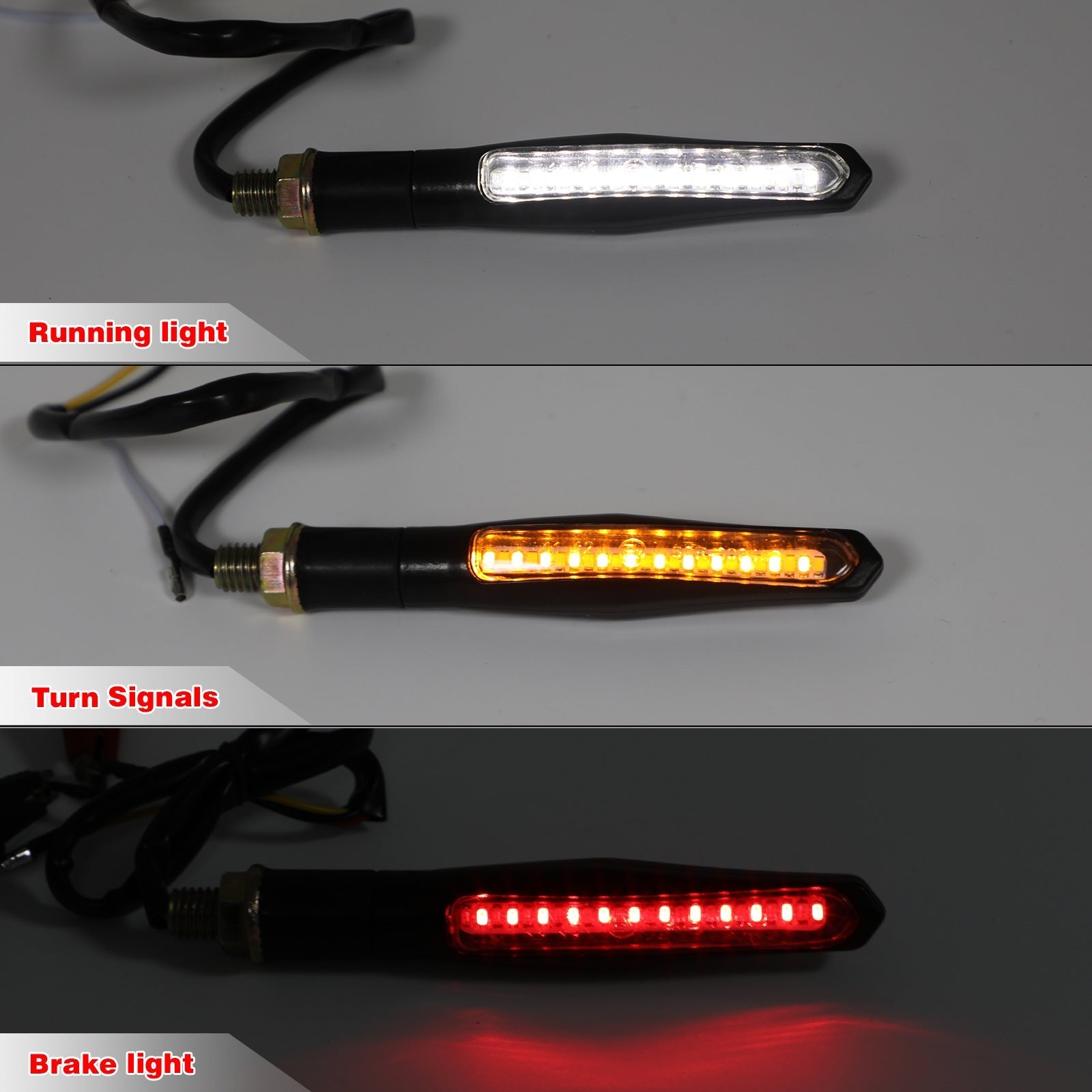 4x zaporedne LED krpe za motorna kolesa prižgejo z zavorno svetilko DRL