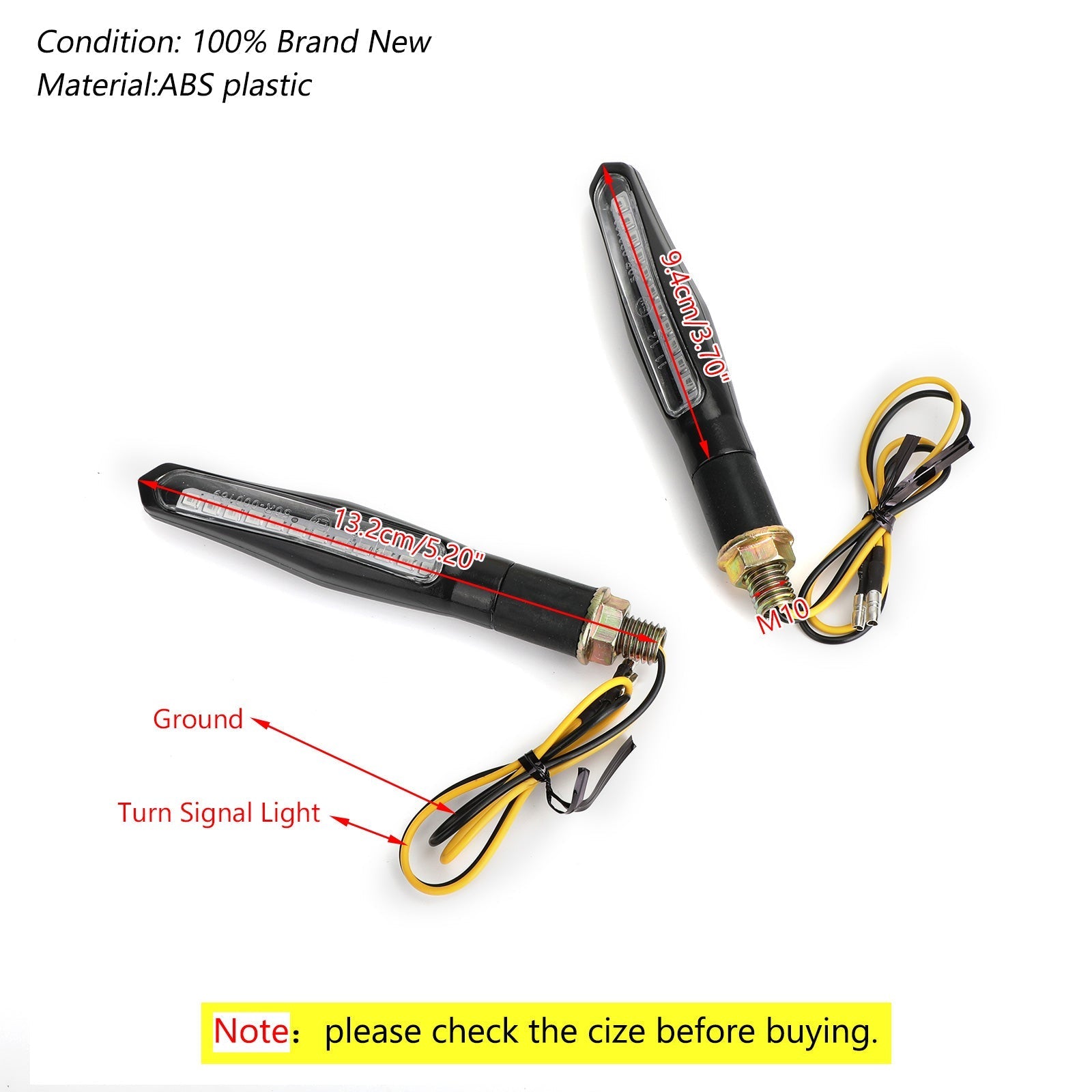 2x M10 Sekwencyjna, płynąca dioda LED Kierunkowskazy motocyklowe Lampa bursztynowa Generic