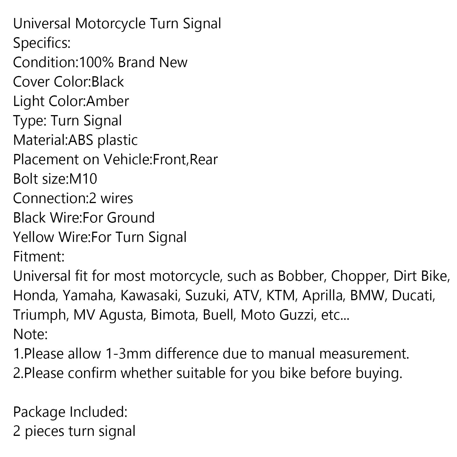 2x M10 Sekwencyjna, płynąca dioda LED Kierunkowskazy motocyklowe Lampa bursztynowa Generic