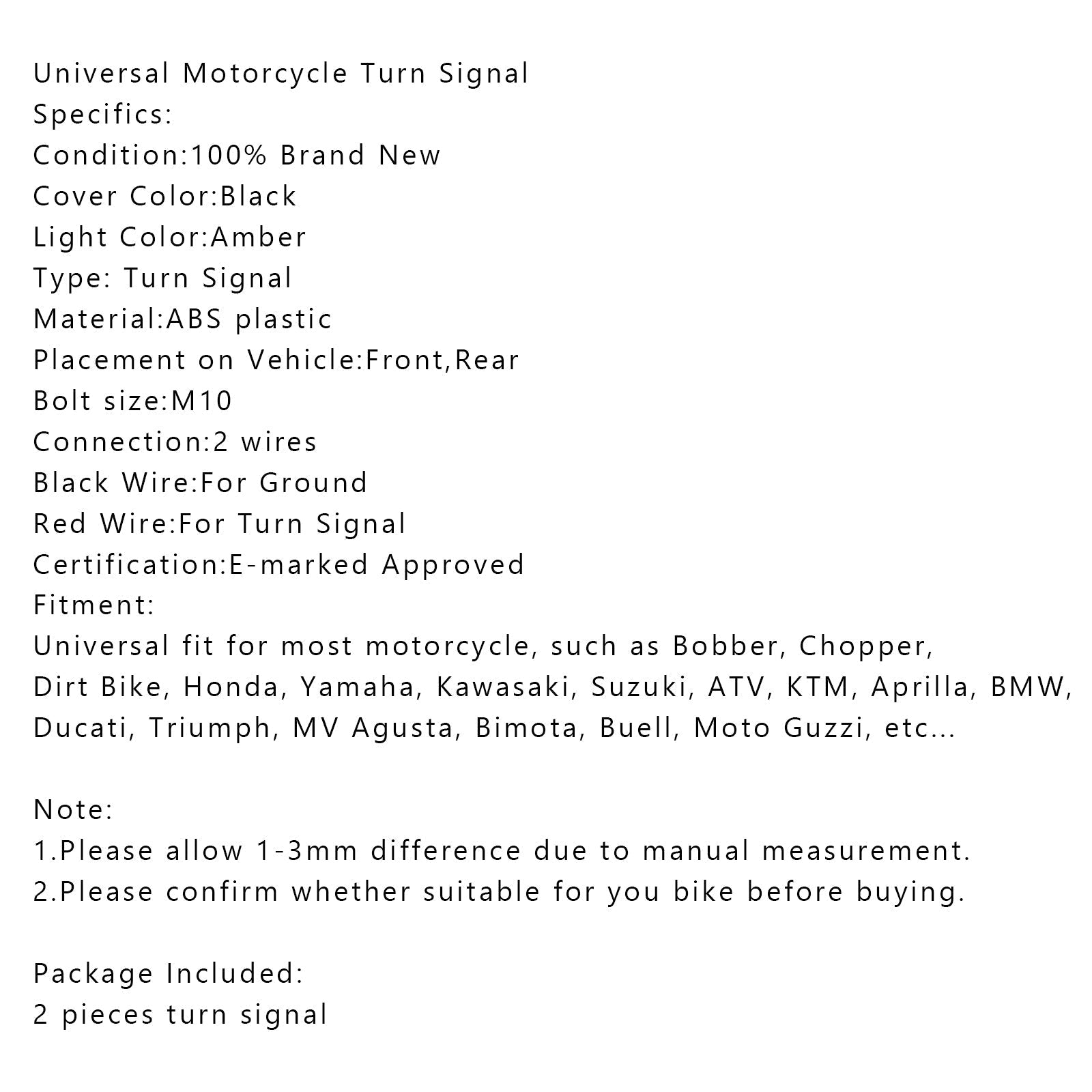 M10 Motocykl Kierunkowskazy Lampka kontrolna Skuter Chopper Cafe Racer Generic