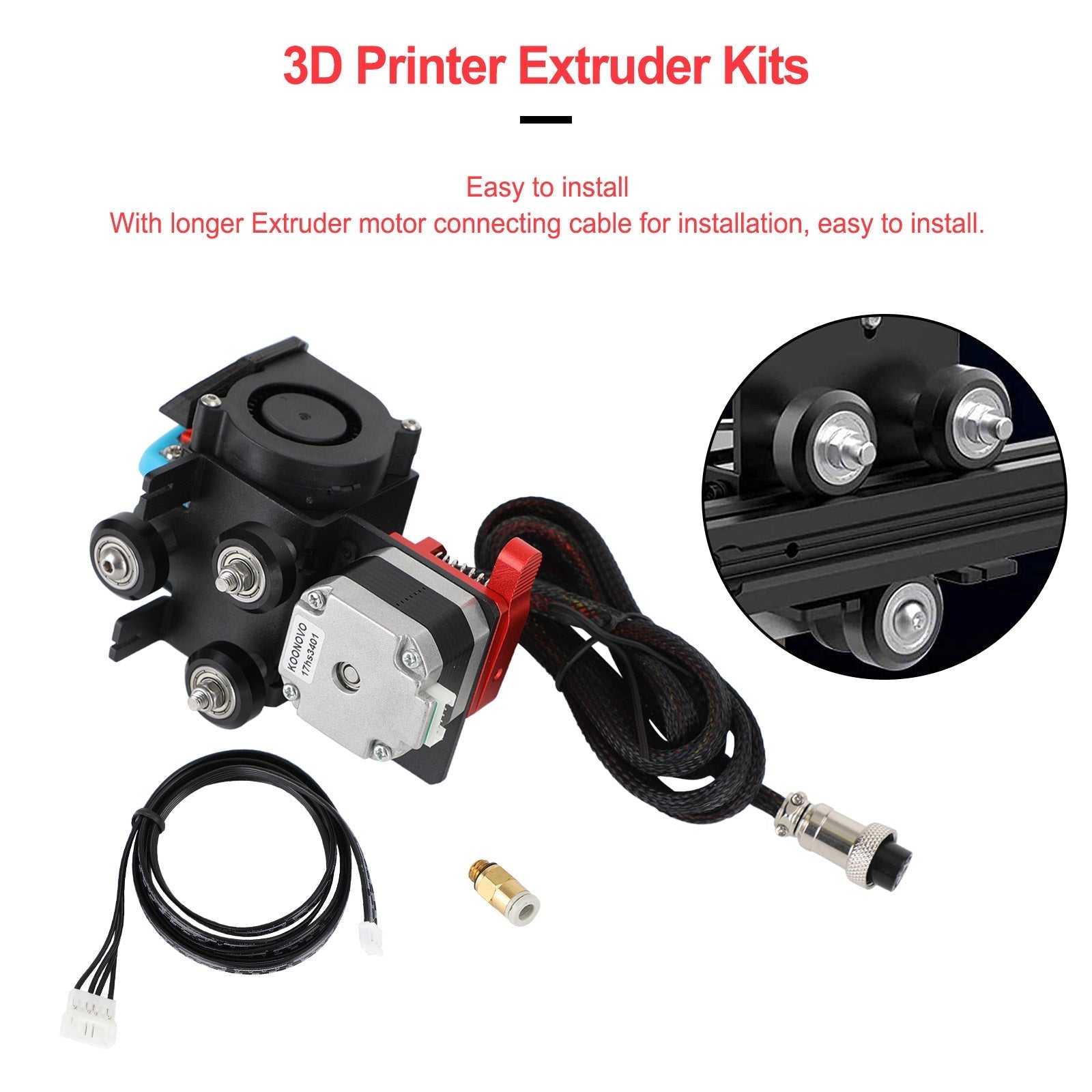Ventilador de extrusor de turbo de la impresora 3D MK8 Direct Turbo Polea para CR-10 Ender3 12V/24V