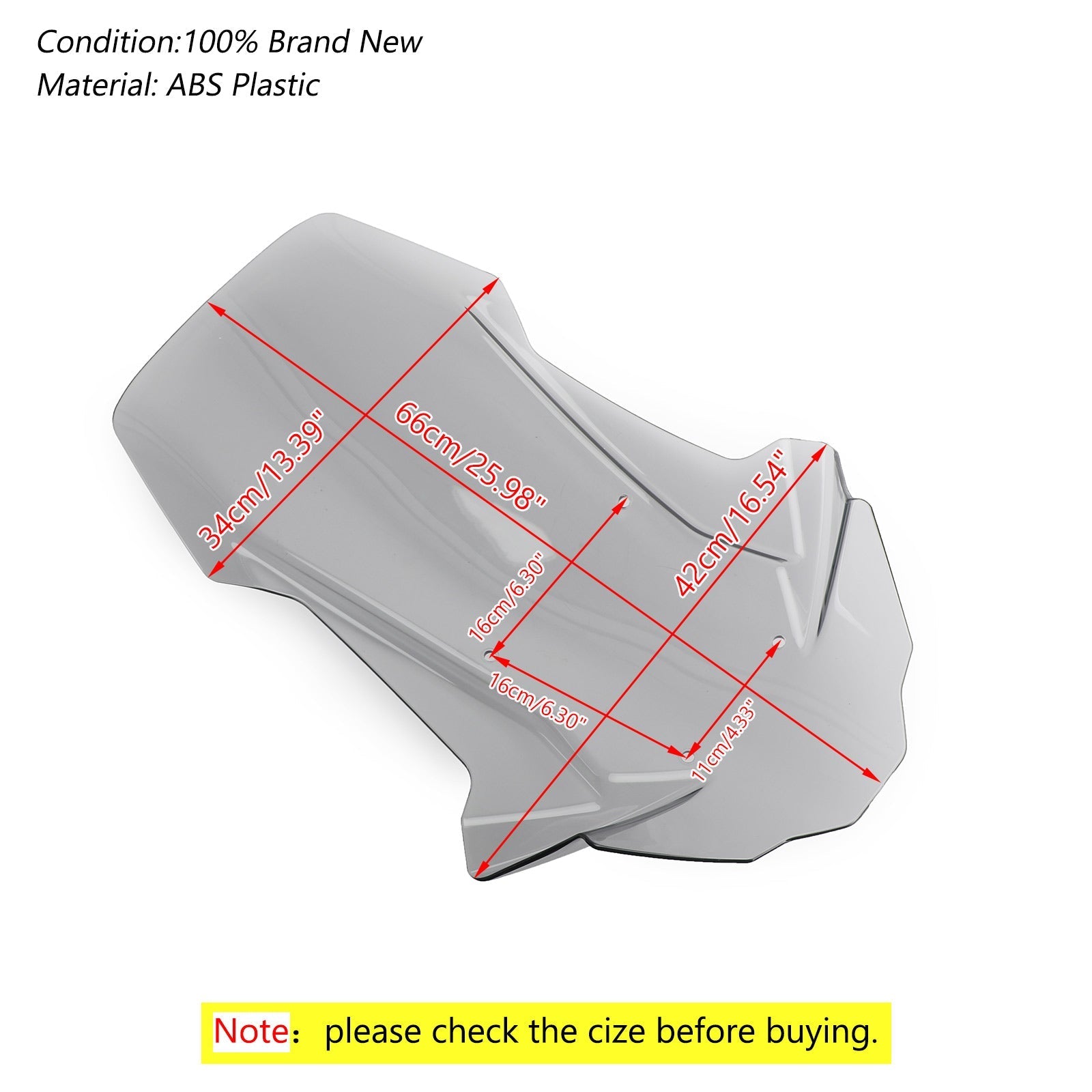 1x ABS-muovinen moottoripyörän tuulilasi Honda 2107-2019 X-ADV 750 Genericille