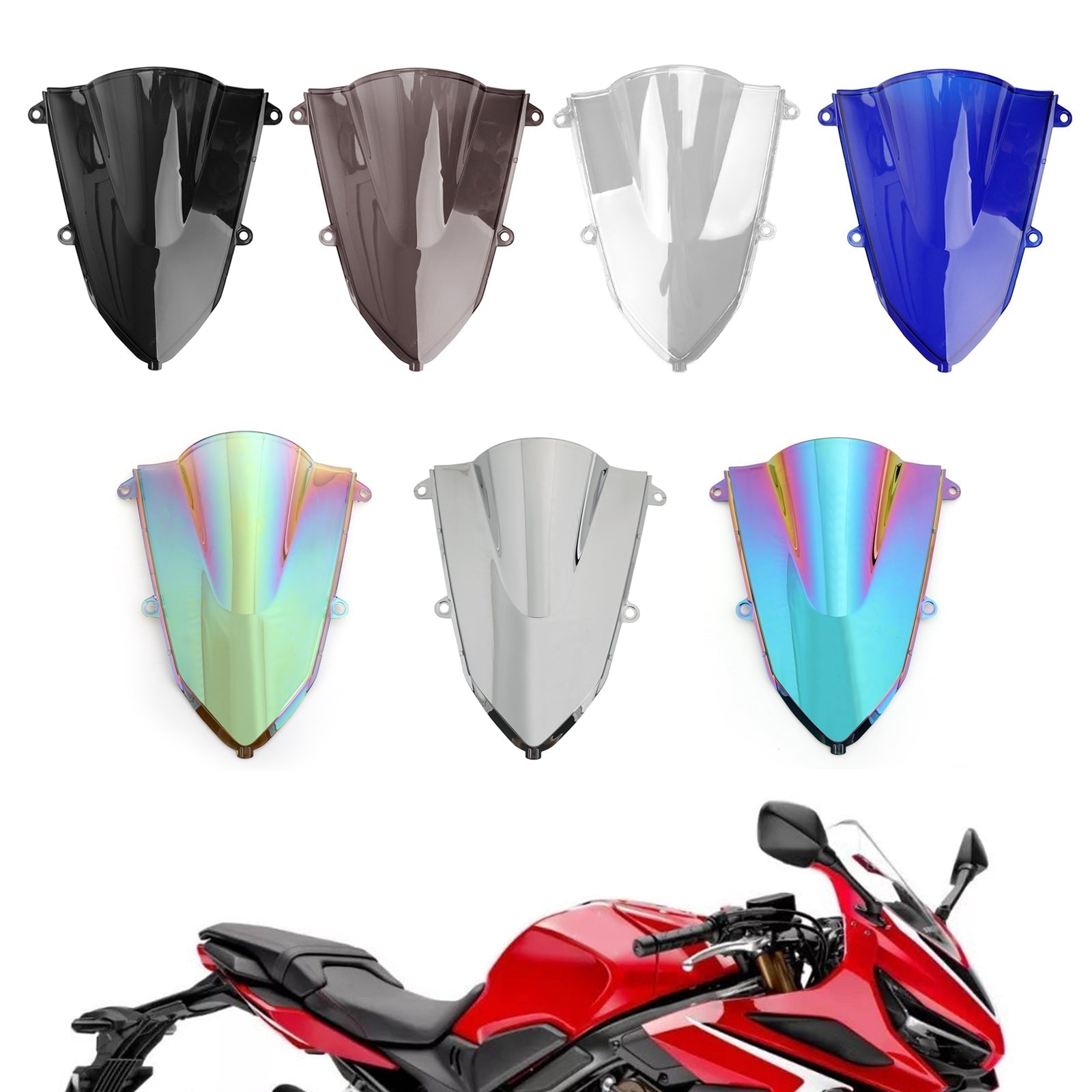 Windshield Windscreen For 2019-2023 Honda CBR500R / CBR500RA – Black, Baking Paint Finish