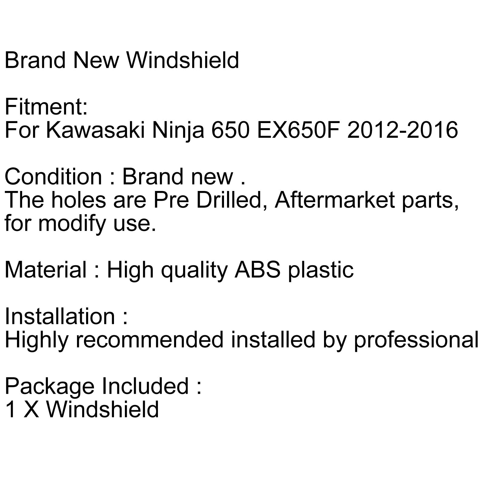 Kaksinkertainen kuplatuulilasi Kawasaki Ninja 650 EX650F (12-16) 7 Generic Colors