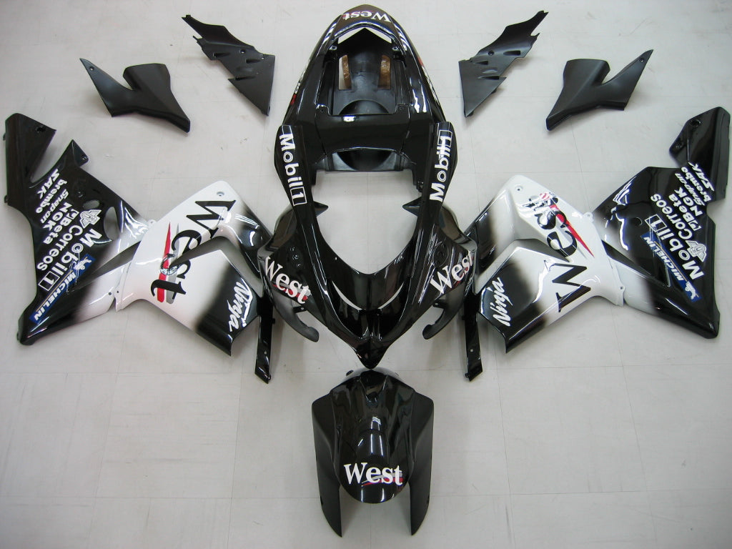 Amotopart Fairings 2004-2005 Kawasaki ZX 10R Black White West Ninja Generic