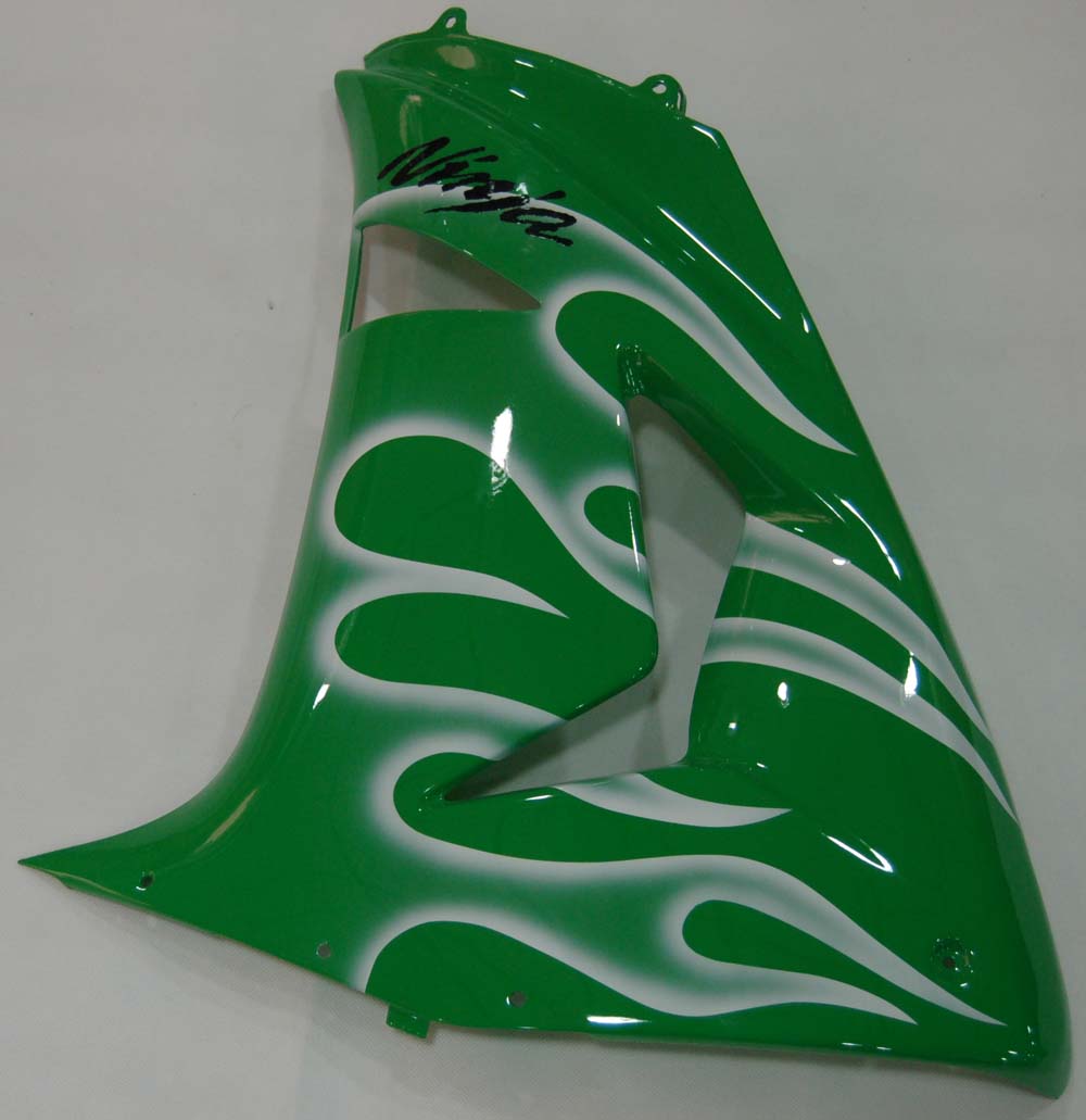 Amotopart stroomlijnkappen 2006-2007 Kawasaki ZX 10R groen-witte vlam Ninja generiek