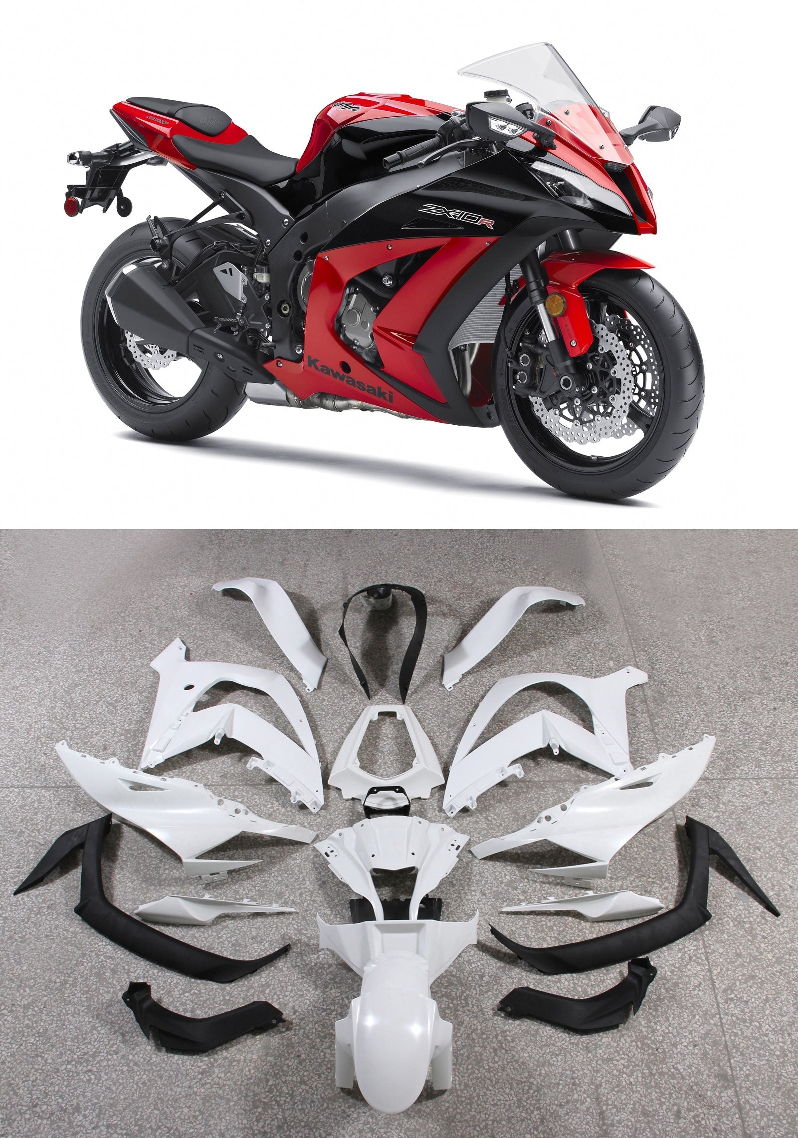 Amotopart Fairings 2011-2015 Muovit Kawasaki ZX10R Ninja Red Generic