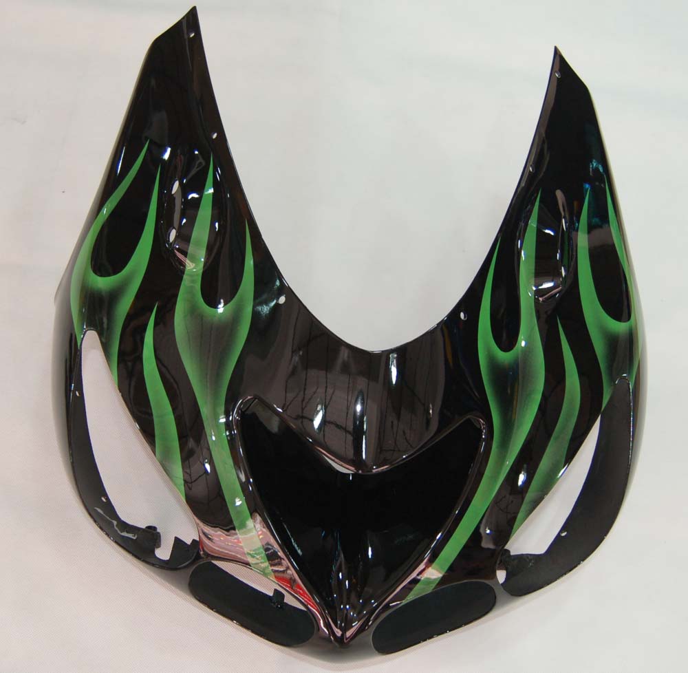 Amotopart Fairings 2006-2011 Kawasaki ZX14R Black & Green Flame Ninja Generic