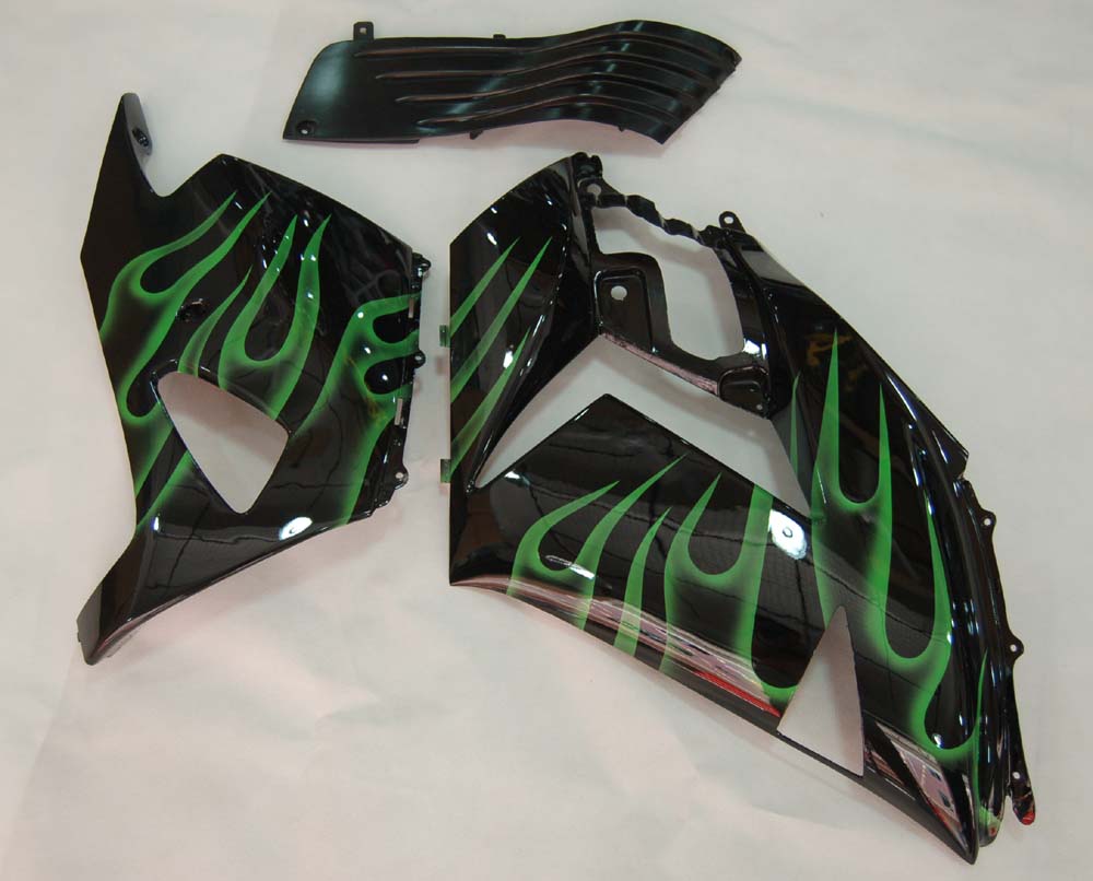 Amotopart Fairings 2006-2011 Kawasaki ZX14R Black & Green Flame Ninja Generic