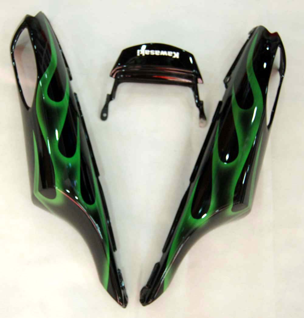 Amotopart Fairings 2006-2011 Kawasaki ZX14R Black & Green Flame Ninja Generic