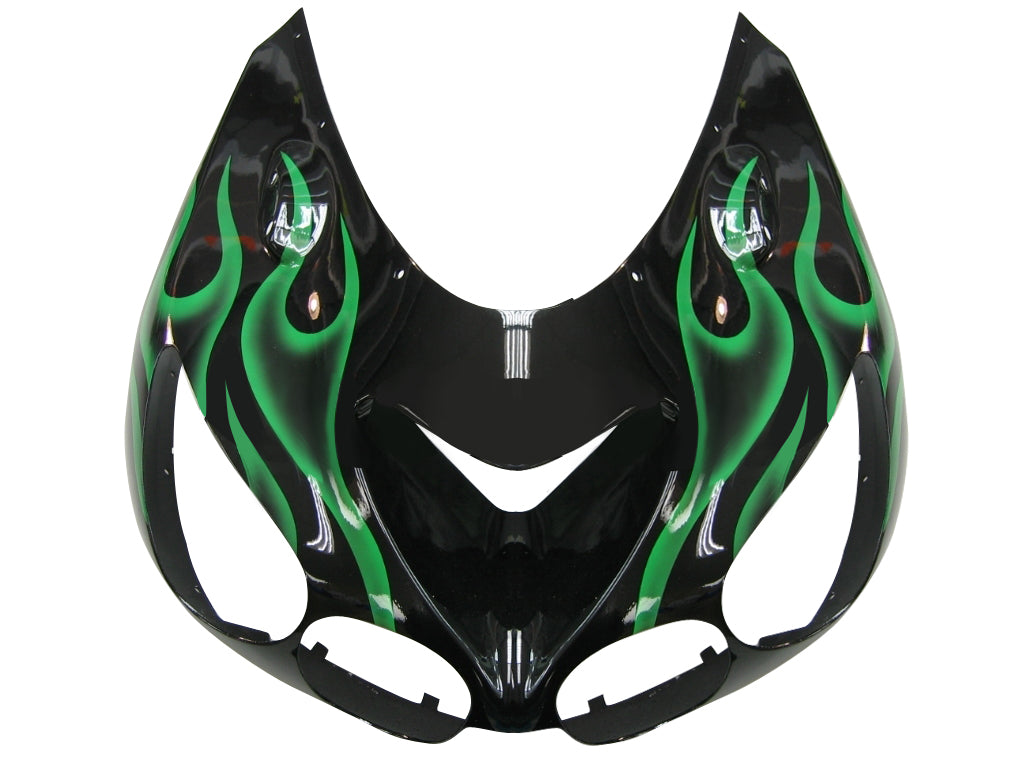 Amotopart Fairings 2006-2011 Kawasaki ZX14R Black & Green Flame Ninja ZX14R Generic