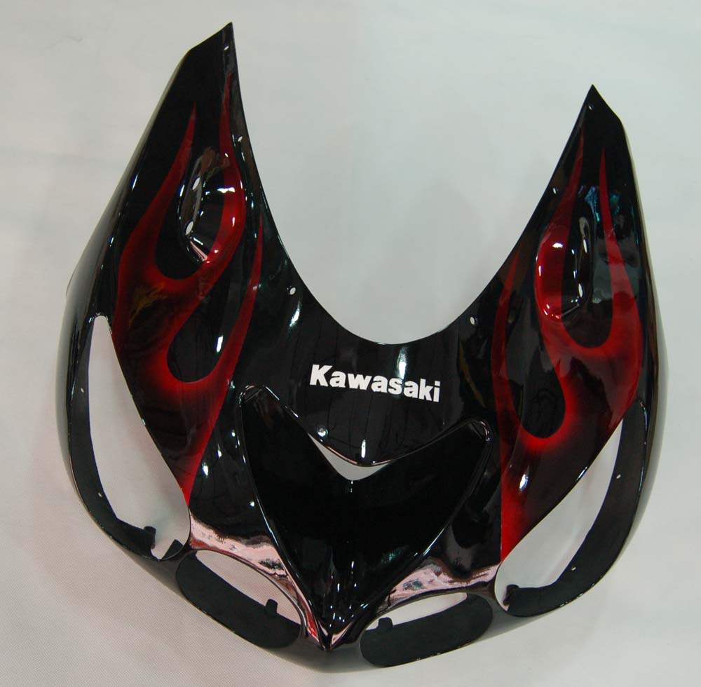 Amotopart Fairings 2006-2011 Kawasaki ZX14R Black & Red Flame Ninja Generic