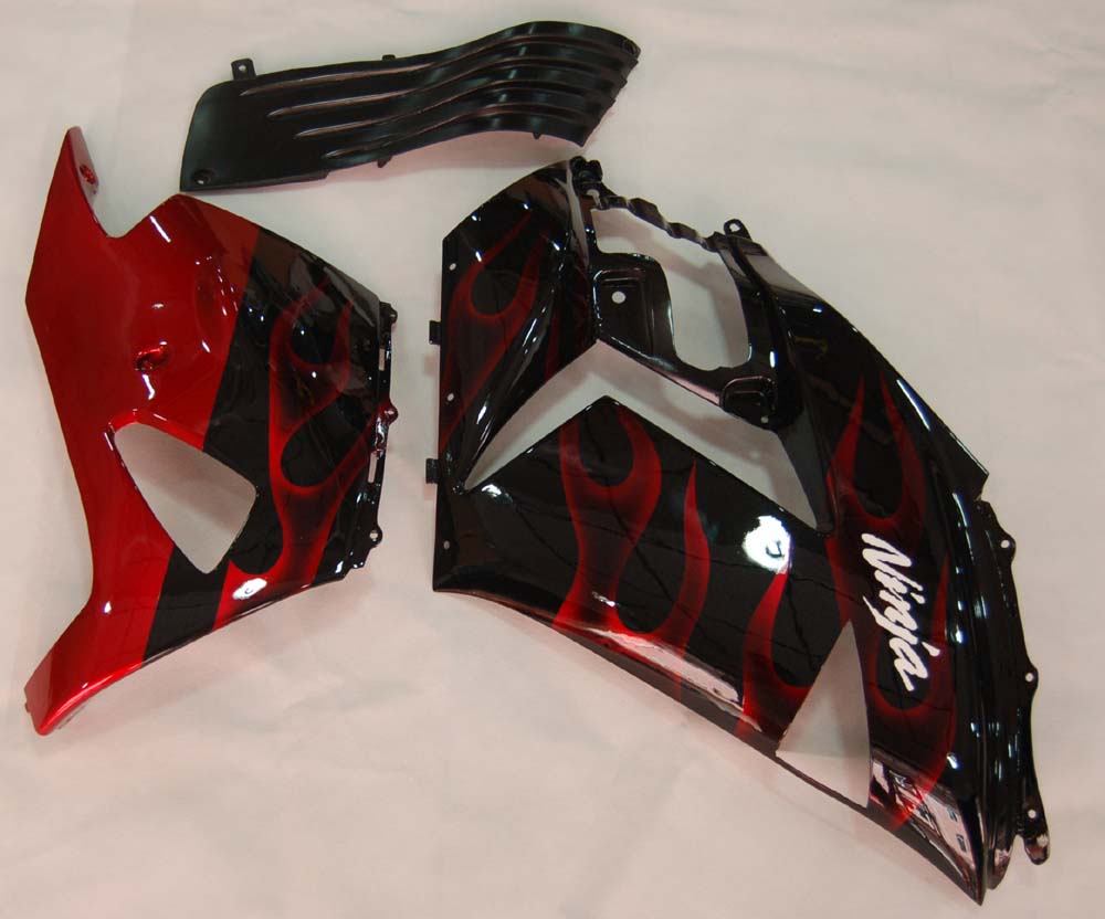 Amotopart Fairings 2006-2011 Kawasaki ZX14R Black & Red Flame Ninja Generic