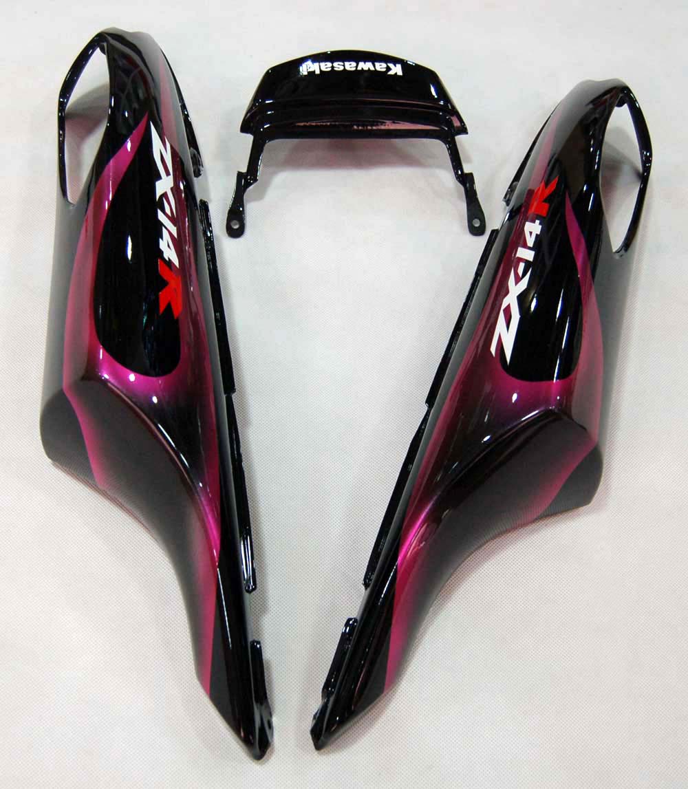 Amotopart Fairings 2006-2011 Kawasaki ZX14R Black & Purple Flame Ninja Generic