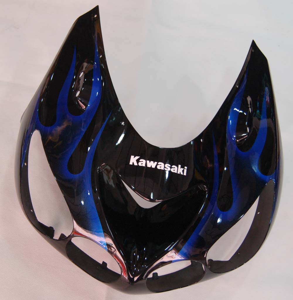 Amotopart Fairings 2006-2011 Kawasaki ZX14R Black & Blue Flame Ninja Generic