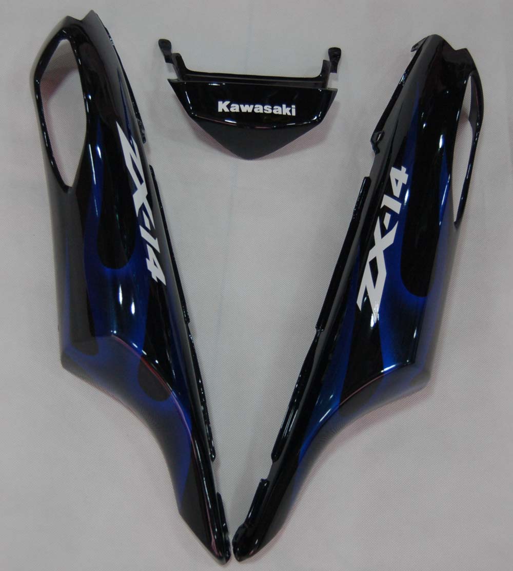 Amotopart Fairings 2006-2011 Kawasaki ZX14R Black & Blue Flame Ninja Generic