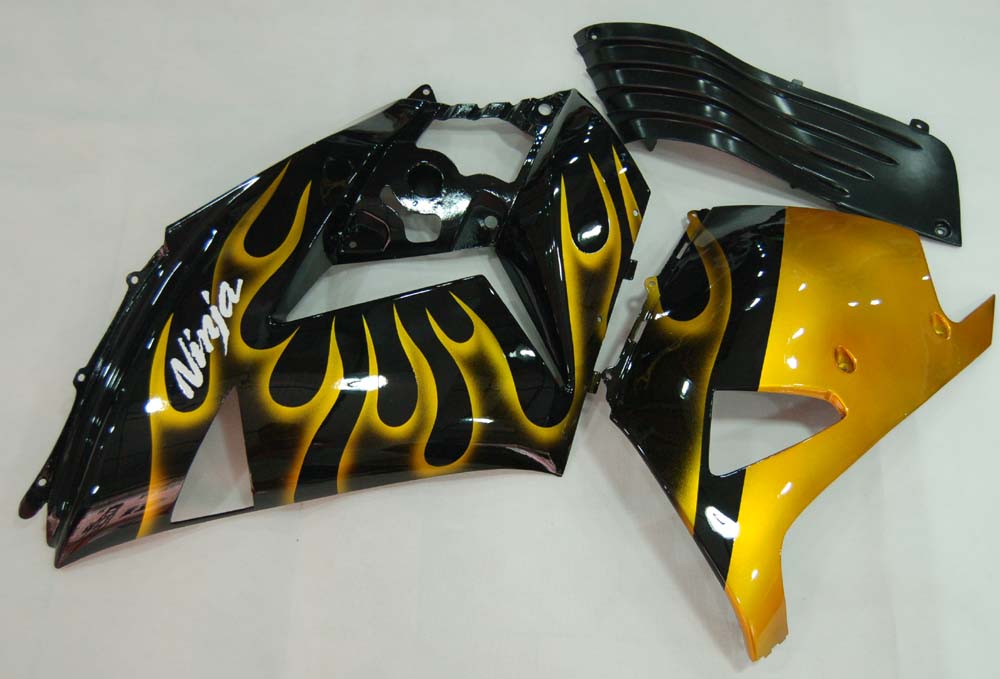 Amotopart Fairings 2006-2011 Kawasaki ZX14R Black & Gold Flame Ninja Generic