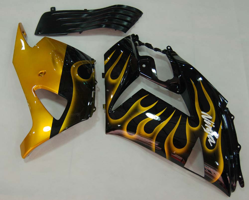 Amotopart Fairings 2006-2011 Kawasaki ZX14R Black & Gold Flame Ninja Generic