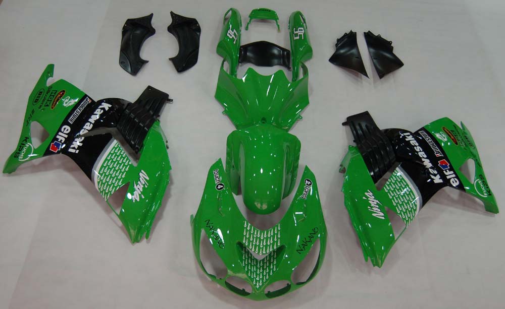 Amotopart Fairings 2006-2011 Kawasaki ZX14R Green Black No.56 Nakano Generic