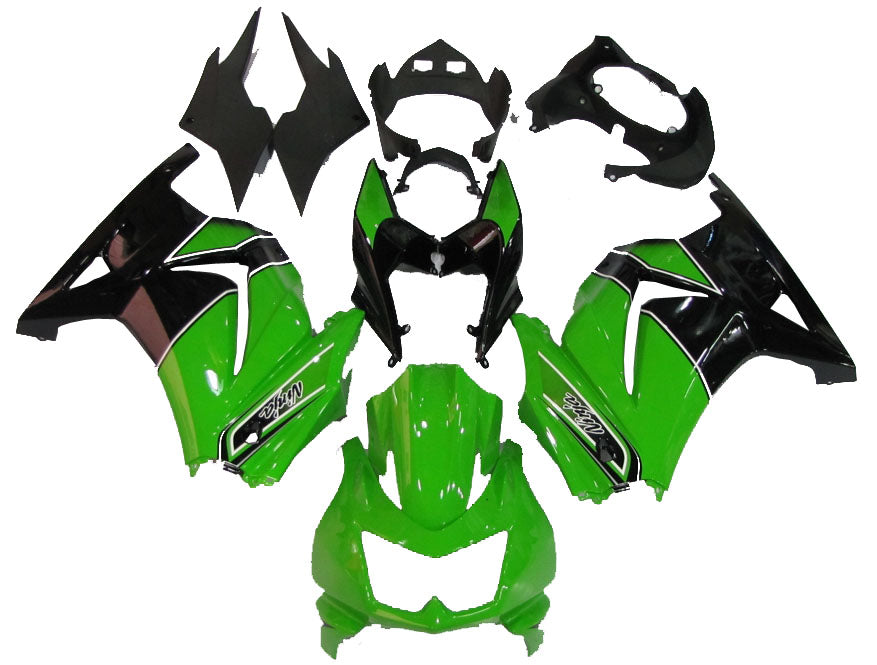 Amotopart Fairings 2008-2012 Kawasaki ZX250R EX250 Green Black Ninja ZX250 Generic