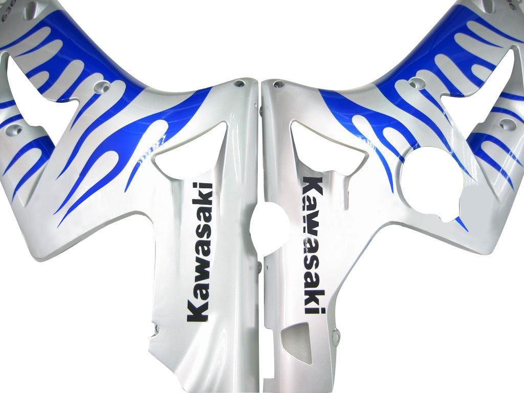 Amotopart Fairings 2003-2004 Kawasaki ZX6R 636 Silver & Blue Flame Ninja Generic