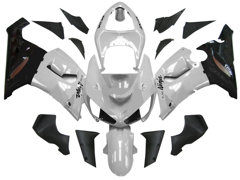 Amotopart Fairings 2005-2006 Kawasaki ZX6R 636 hopea musta Ninja Generic