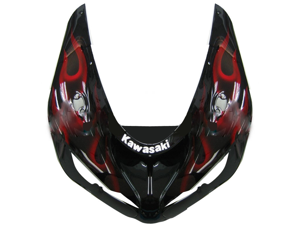 Amotopart Fairings 2005-2006 Kawasaki ZX6R 636 Black & Red Flame Ninja Generic