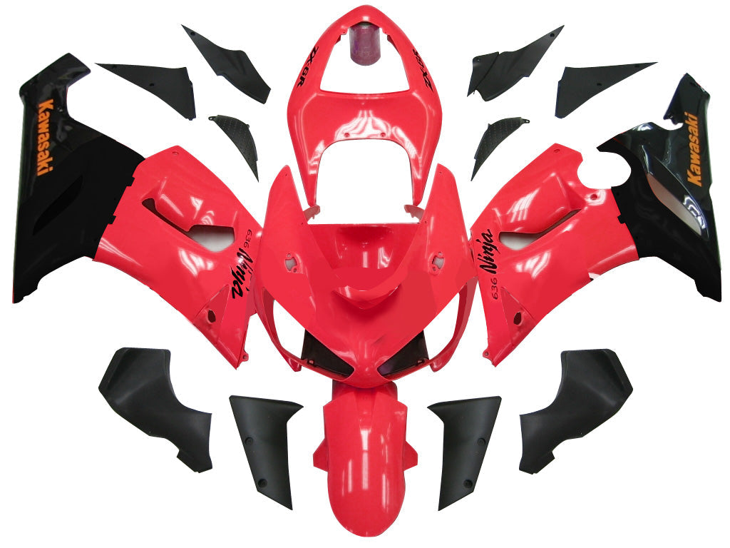 Amotopart Fairings 2005-2006 Kawasaki ZX6R 636 Red Black Ninja Generic