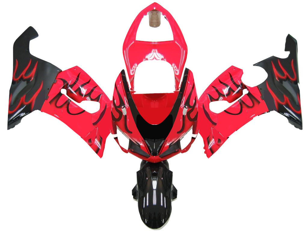 Carenados Amotopart 2005-2006 Kawasaki ZX6R 636 Rojo y Negro Flame Ninja Genérico